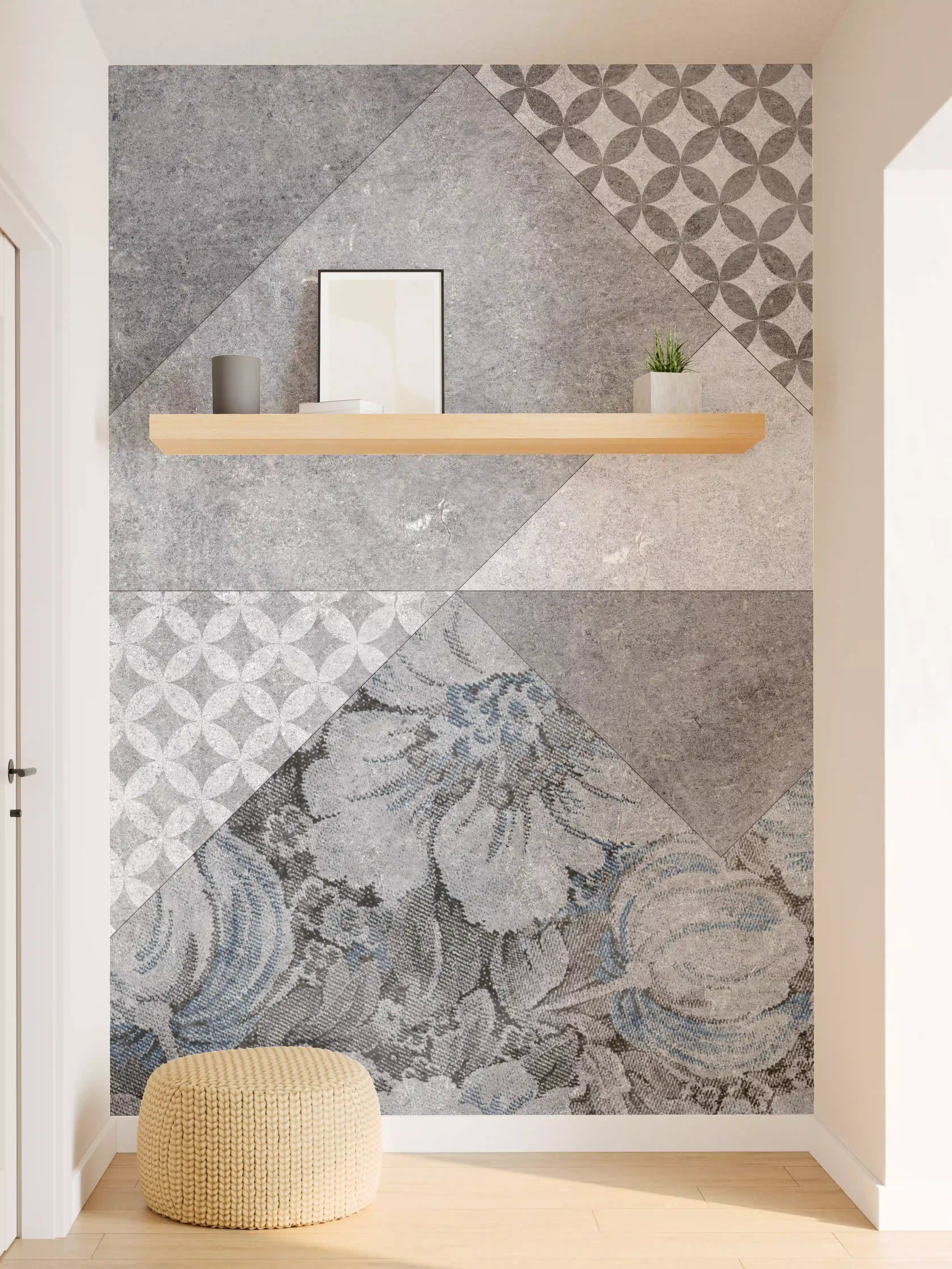 Wandverkleidung Flur - abstrakte Blumen und Marmor Textur 