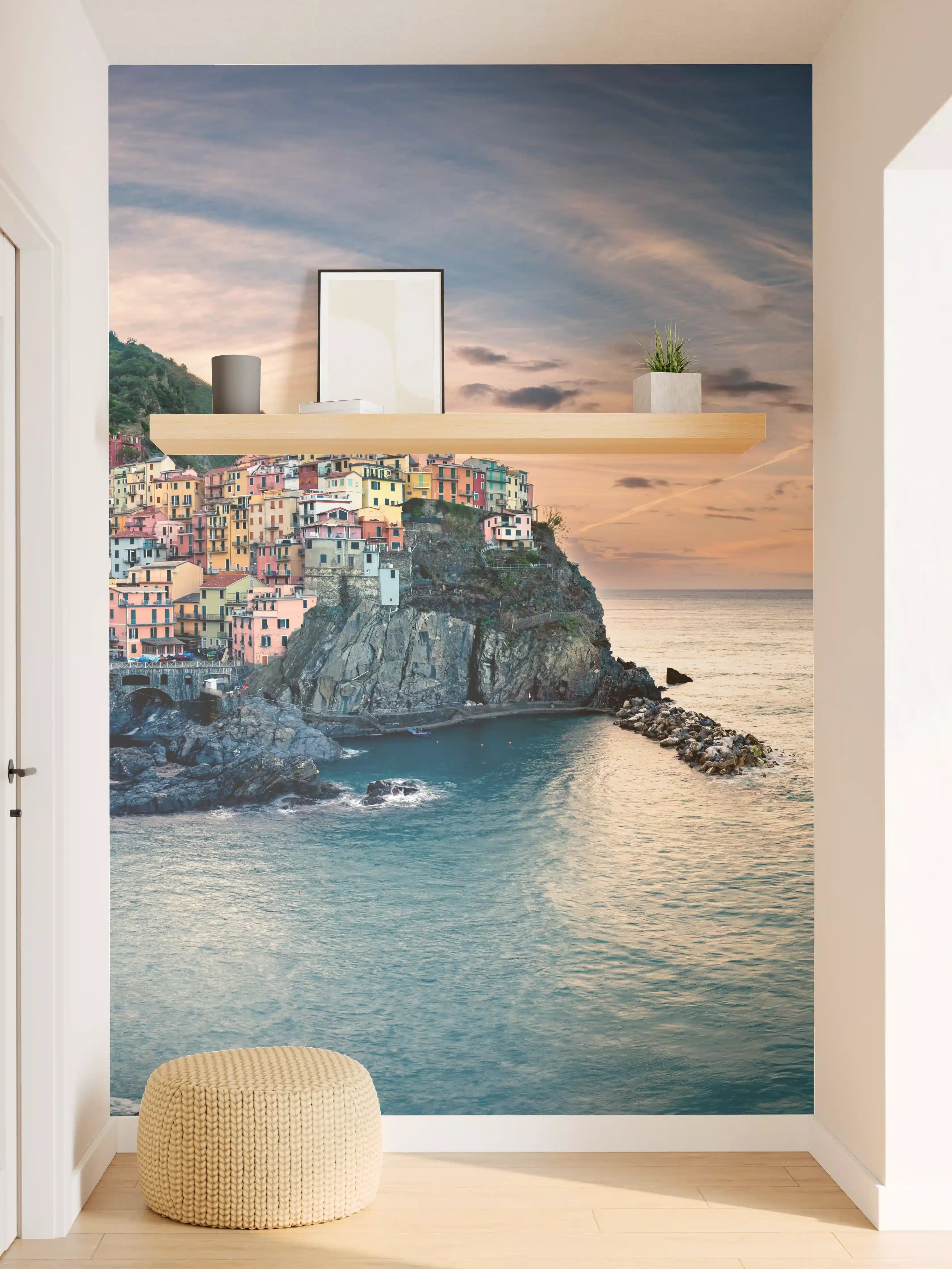 Wandverkleidung Flur - talienische Küste im Abendrot
