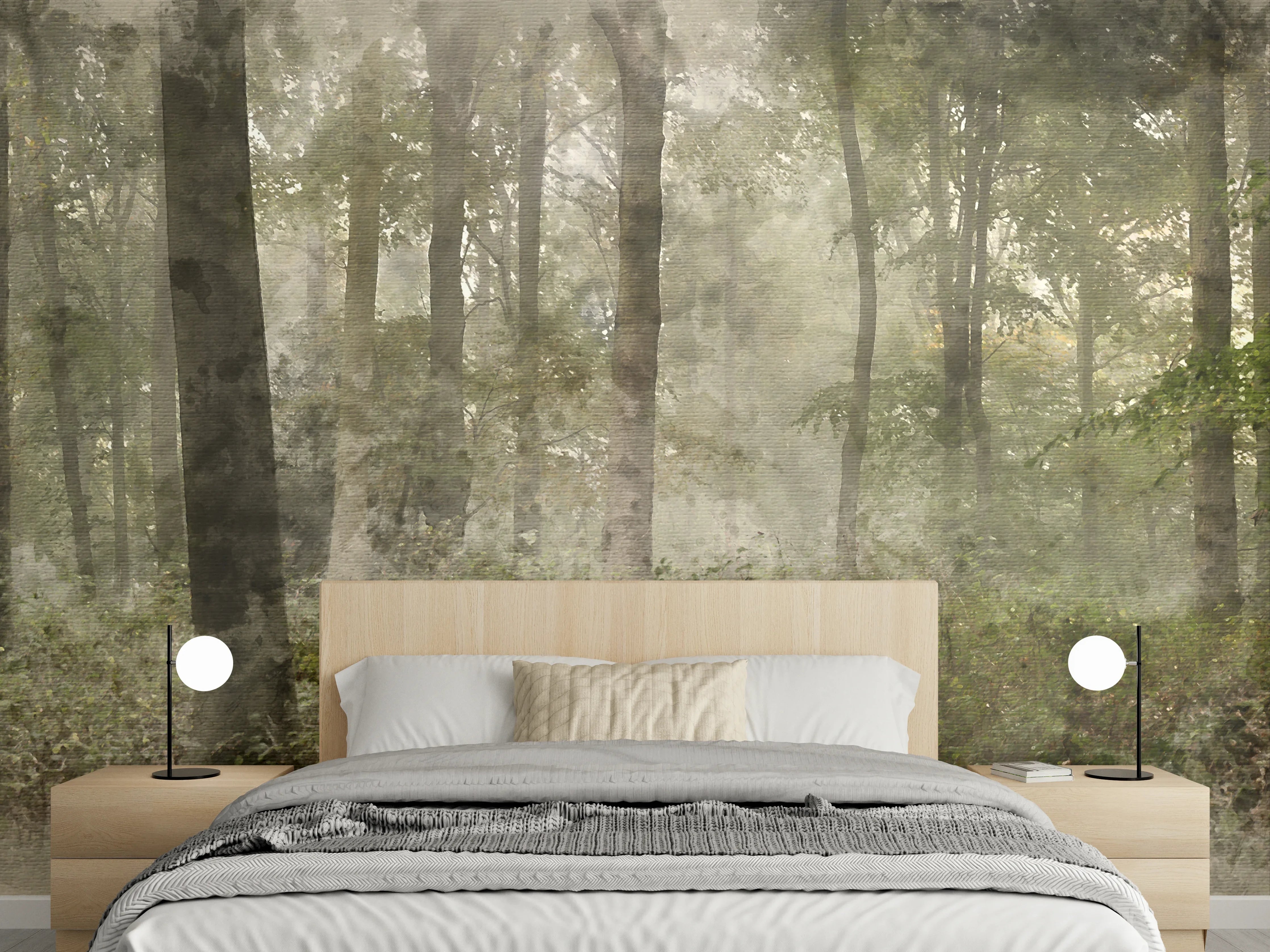 Wandverkleidung Schlafzimmer -  Digitale Aquarellmalerei - von Wendo