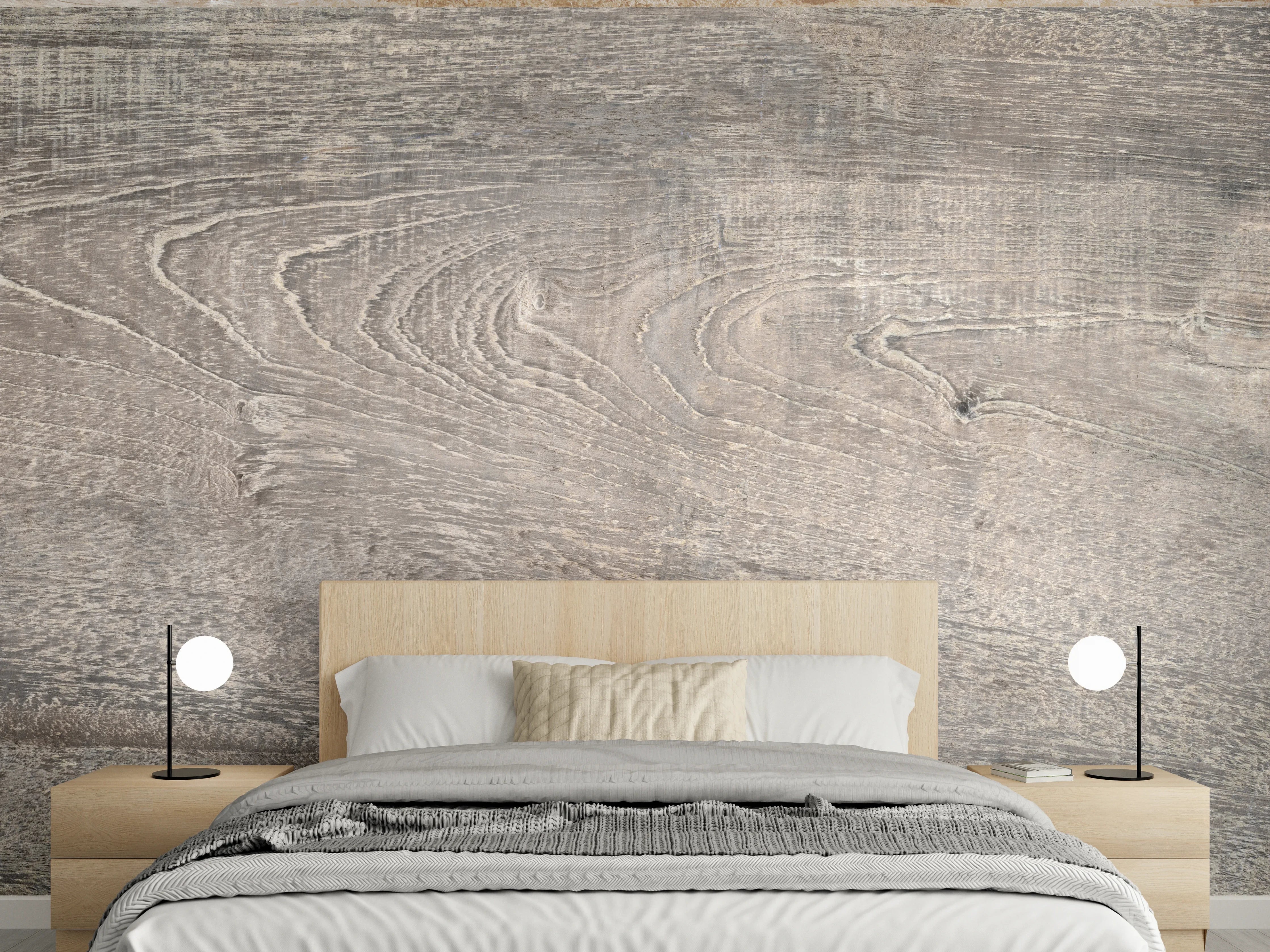 Wandverkleidung Schlafzimmer -  Lange Grau-Bräunliche Holzplatte