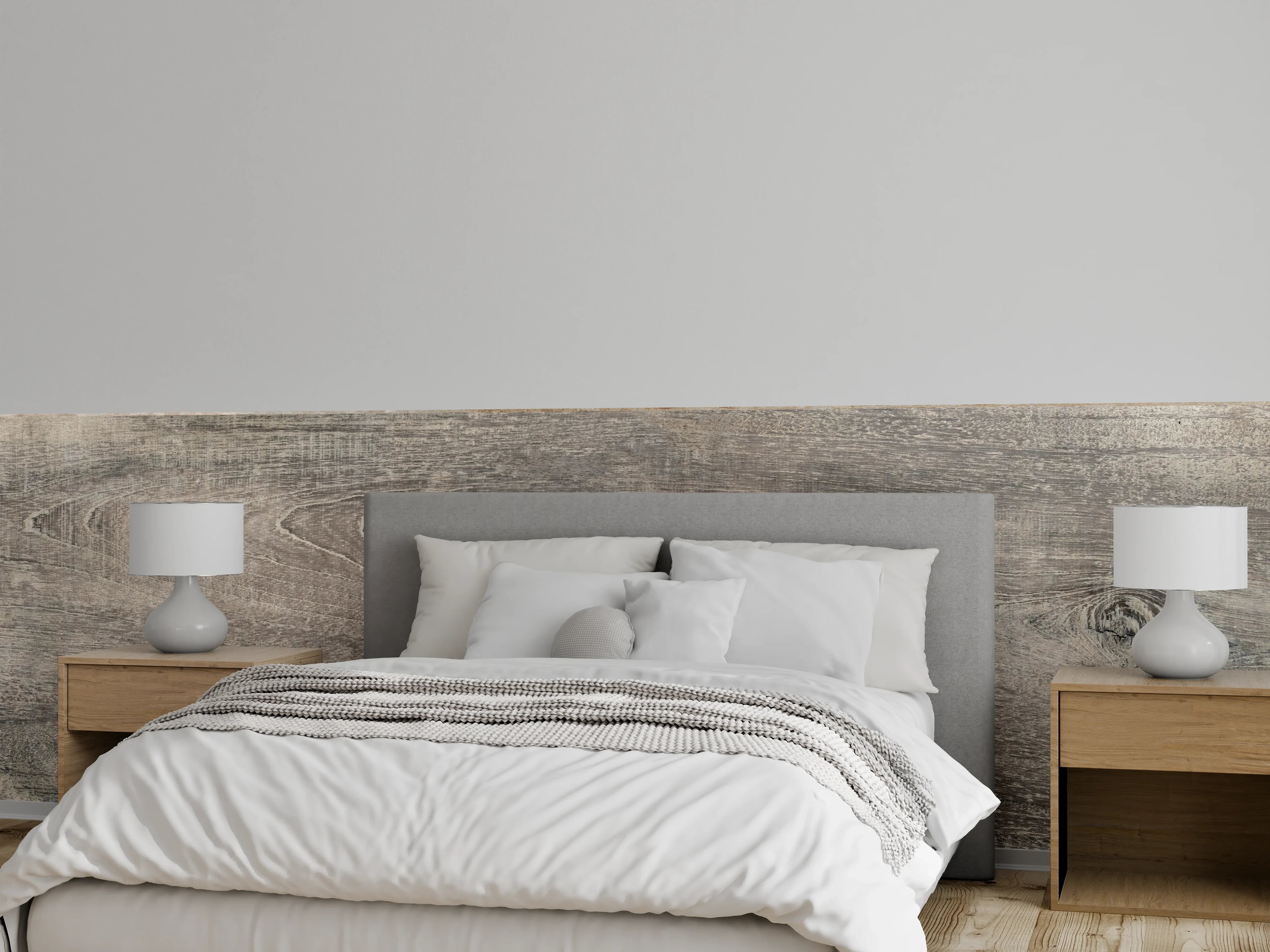 Wandverkleidung Schlafzimmer -  Lange Grau-Bräunliche Holzplatte