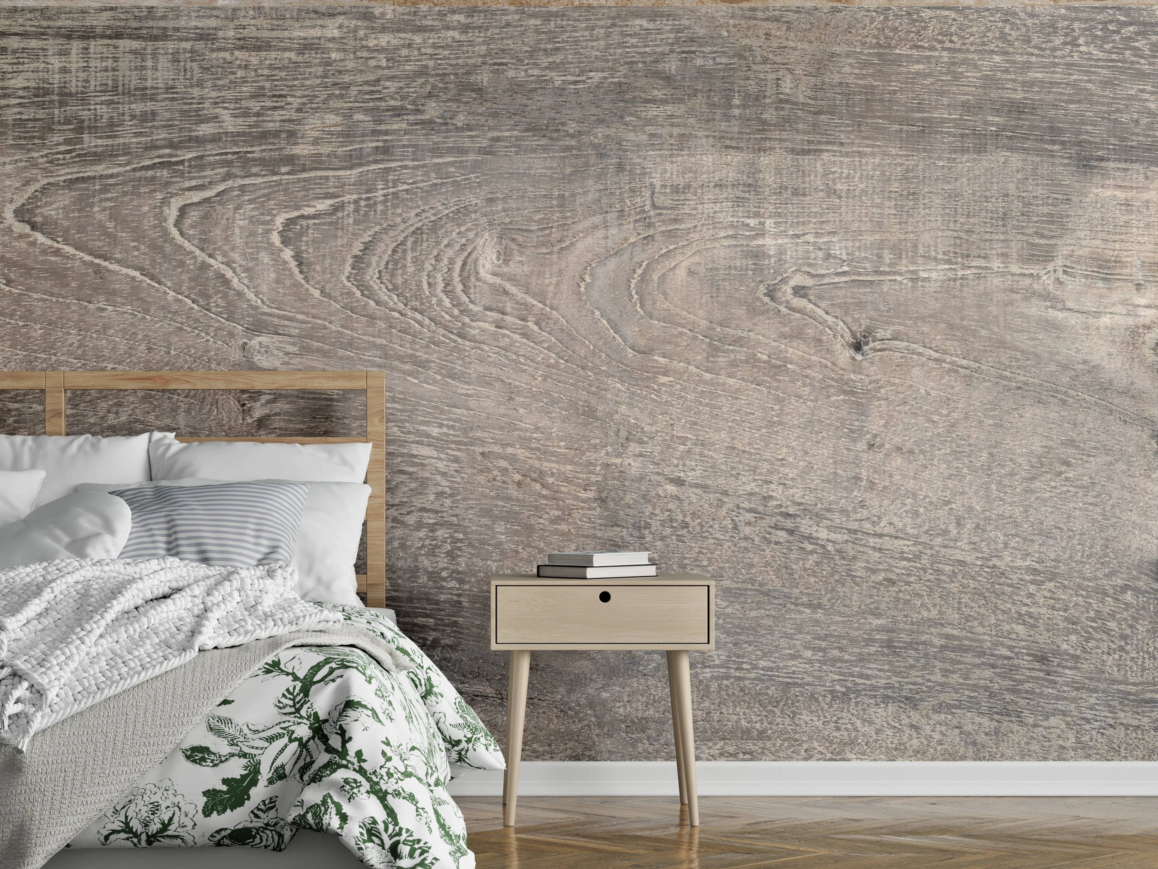 Wandverkleidung Schlafzimmer -  Lange Grau-Bräunliche Holzplatte