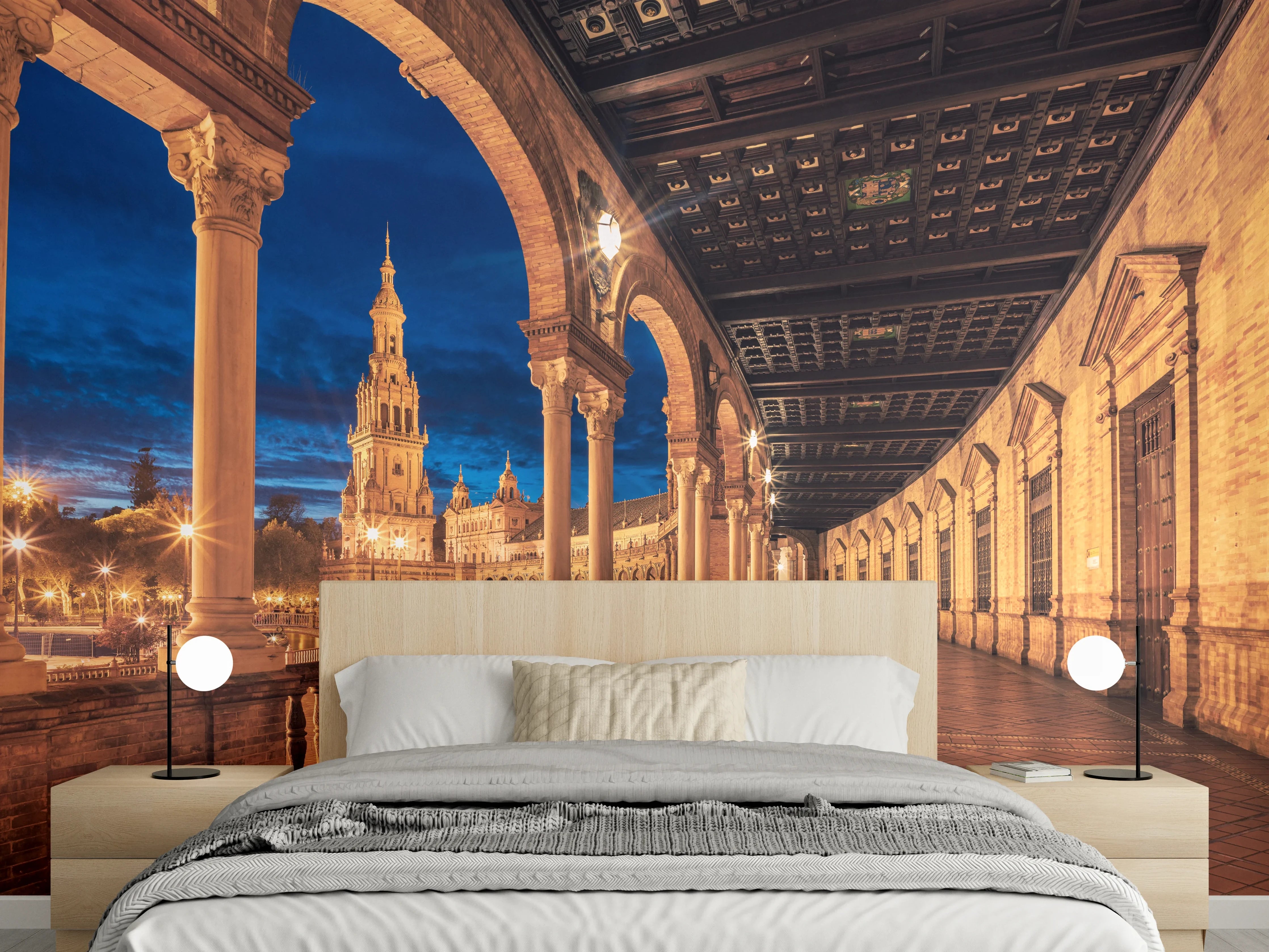 Wandverkleidung Schlafzimmer -  Plaza de Espana con Sevilla - Spanien
