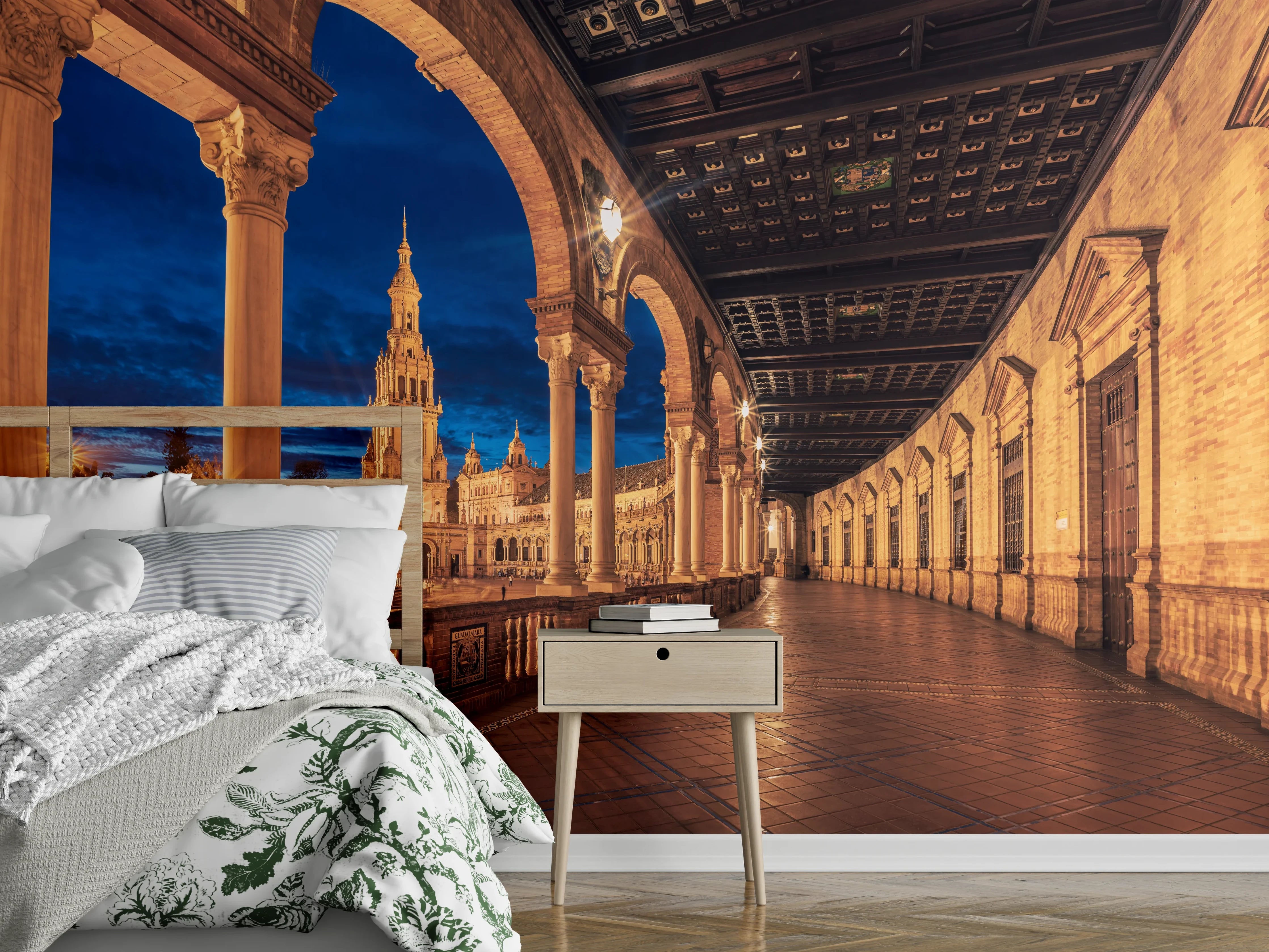 Wandverkleidung Schlafzimmer -  Plaza de Espana con Sevilla - Spanien