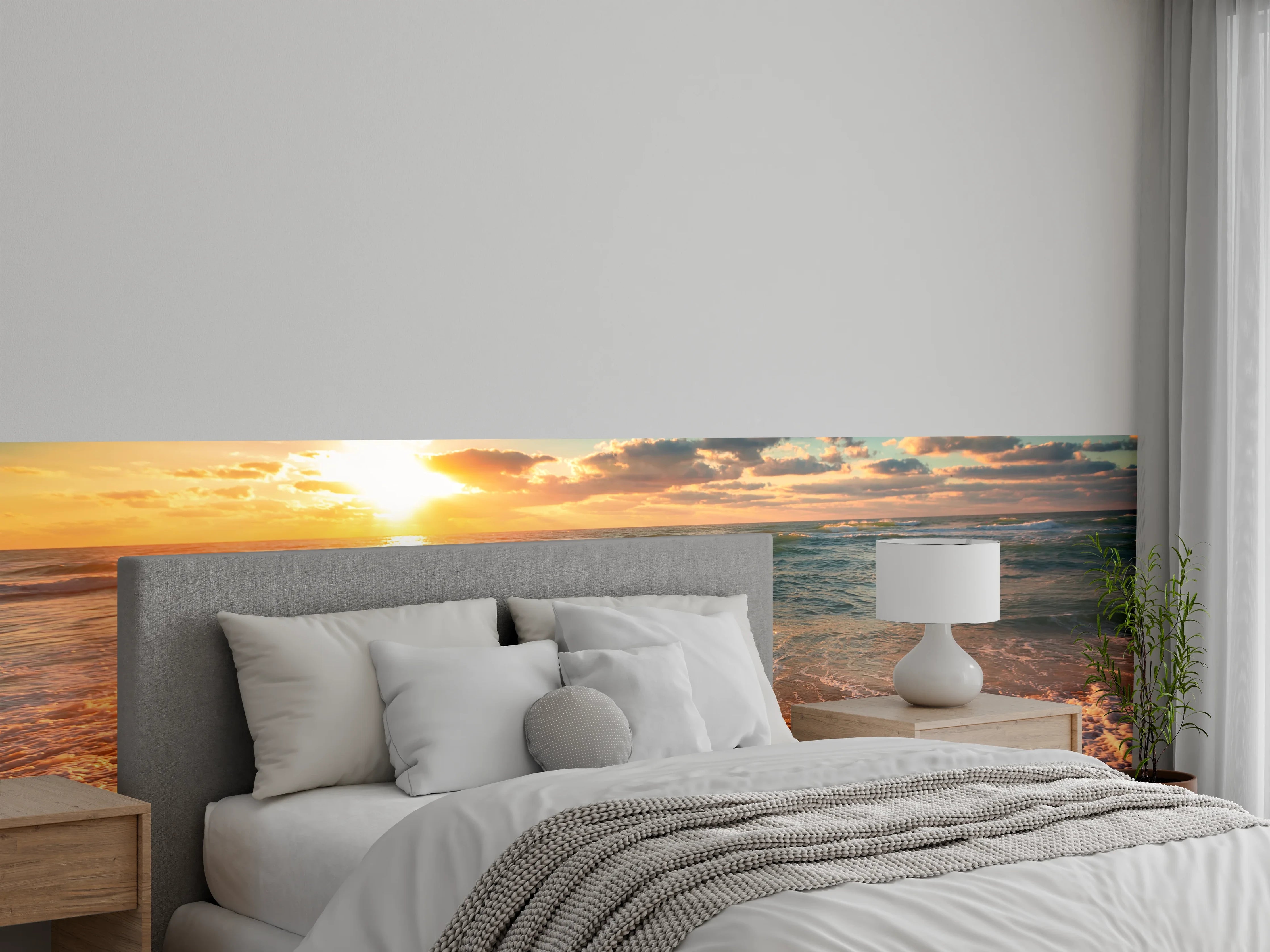 Wandverkleidung Schlafzimmer - Abendgrau am endlosen Meeresufer