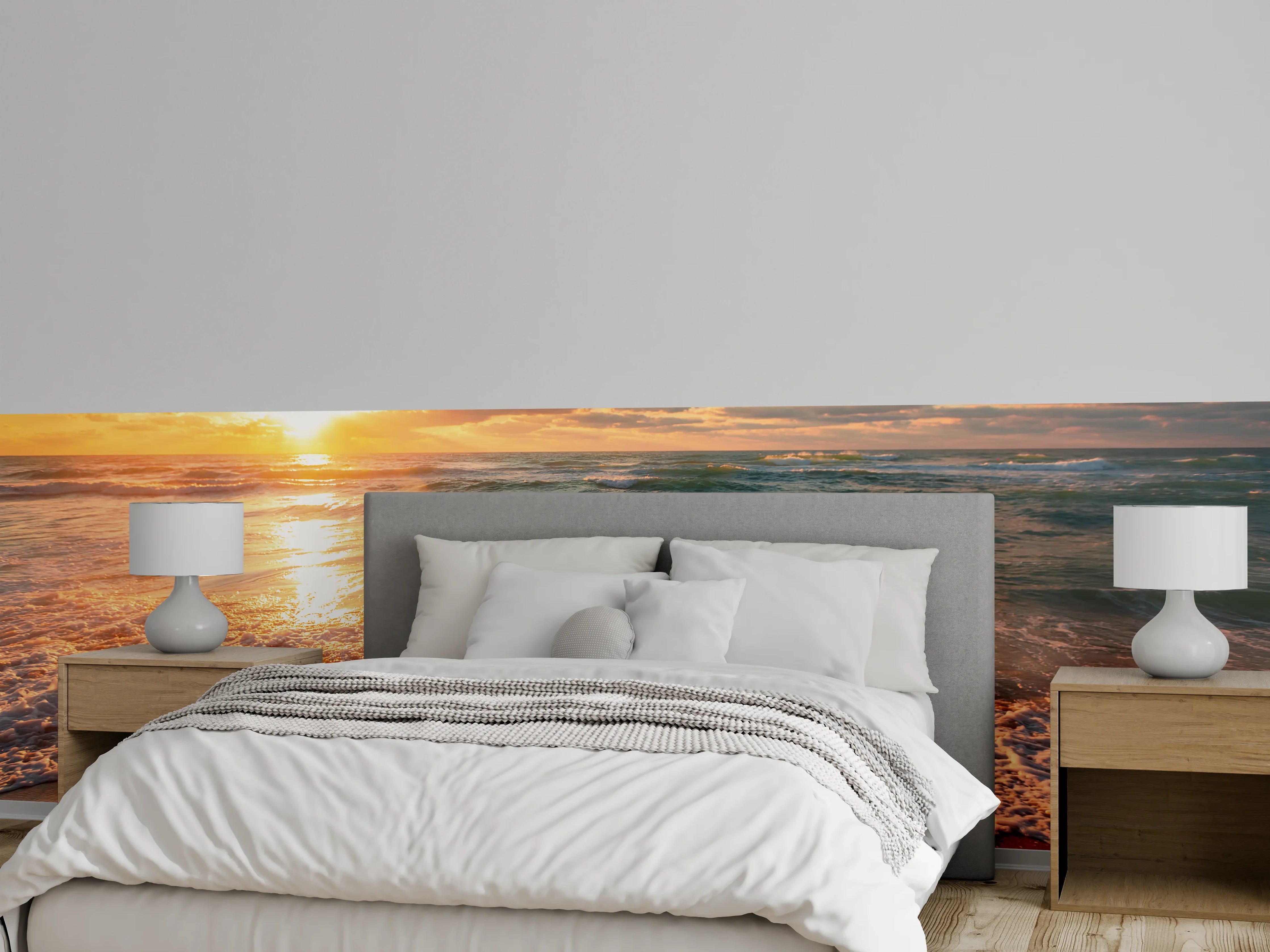 Wandverkleidung Schlafzimmer - Abendgrau am endlosen Meeresufer
