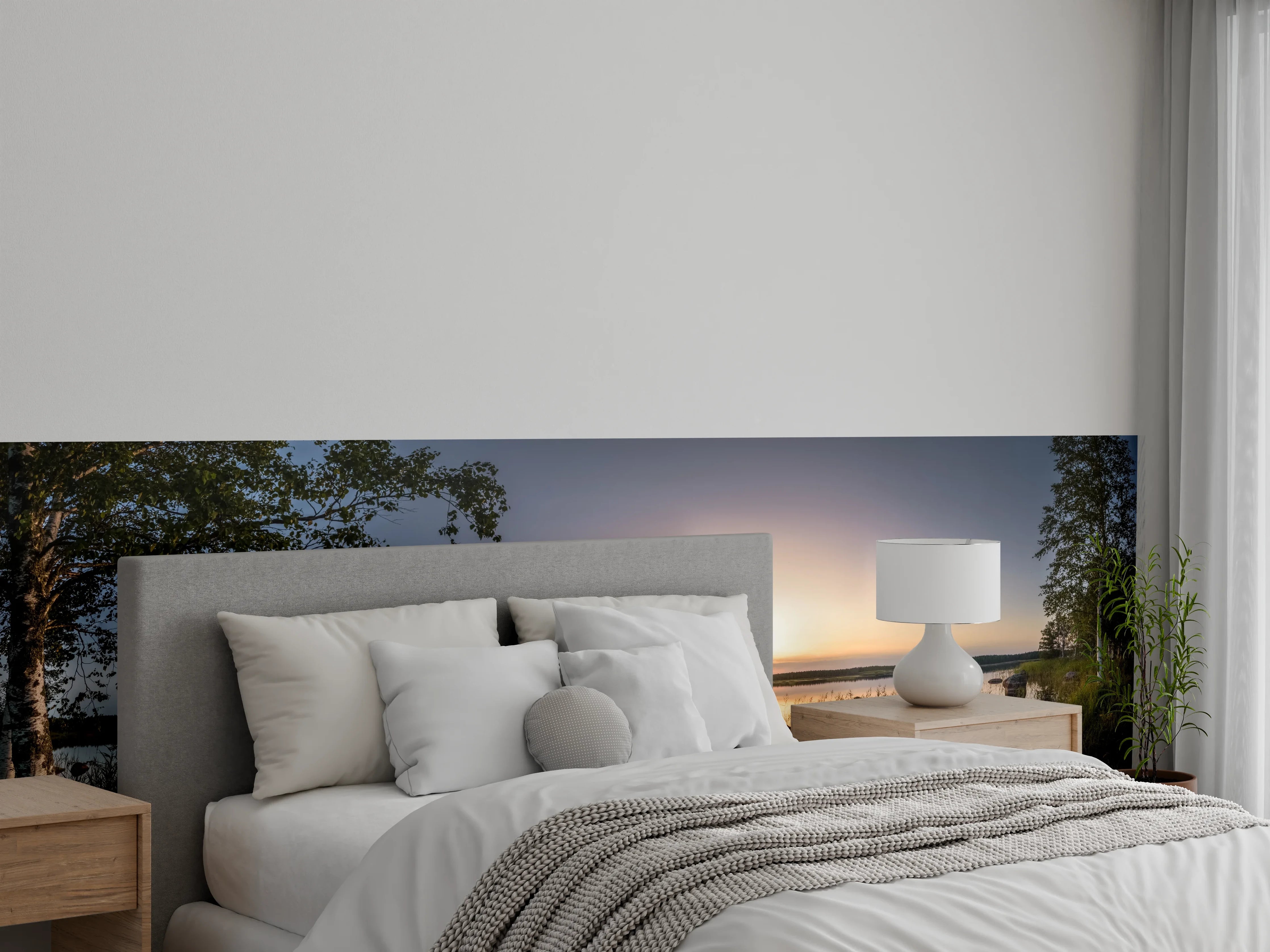 Wandverkleidung Schlafzimmer - Abendgrau am stillen See