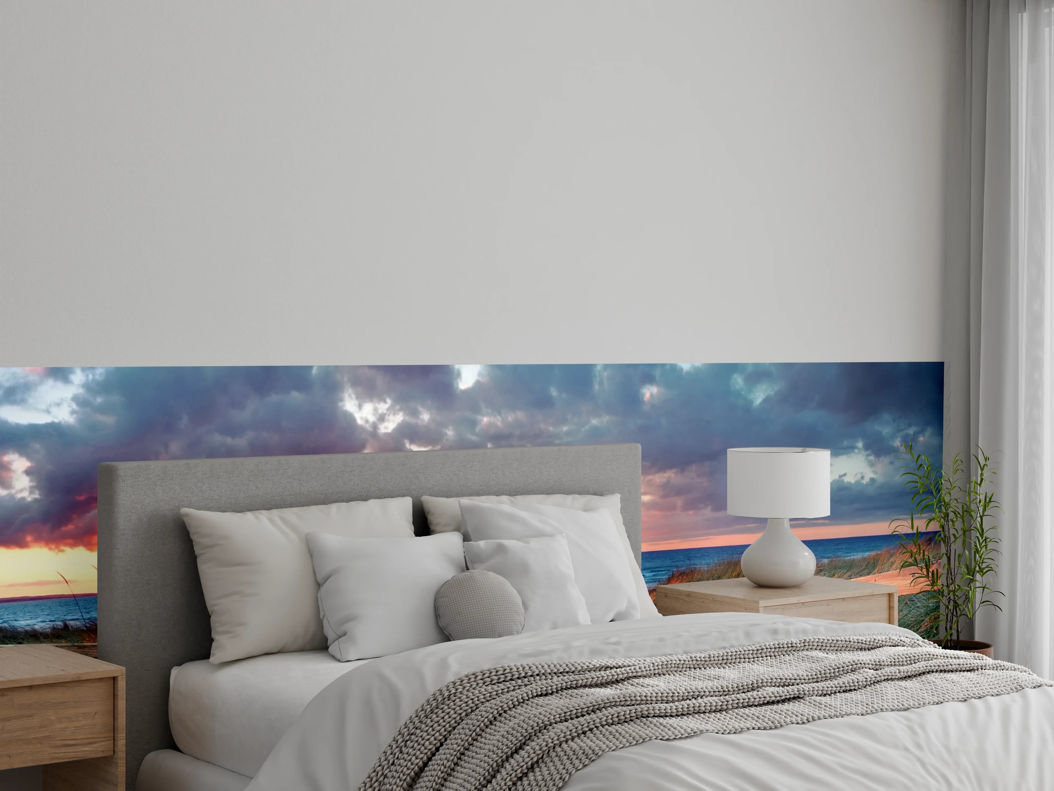Wandverkleidung Schlafzimmer - Abendgrau über sanften Wellen