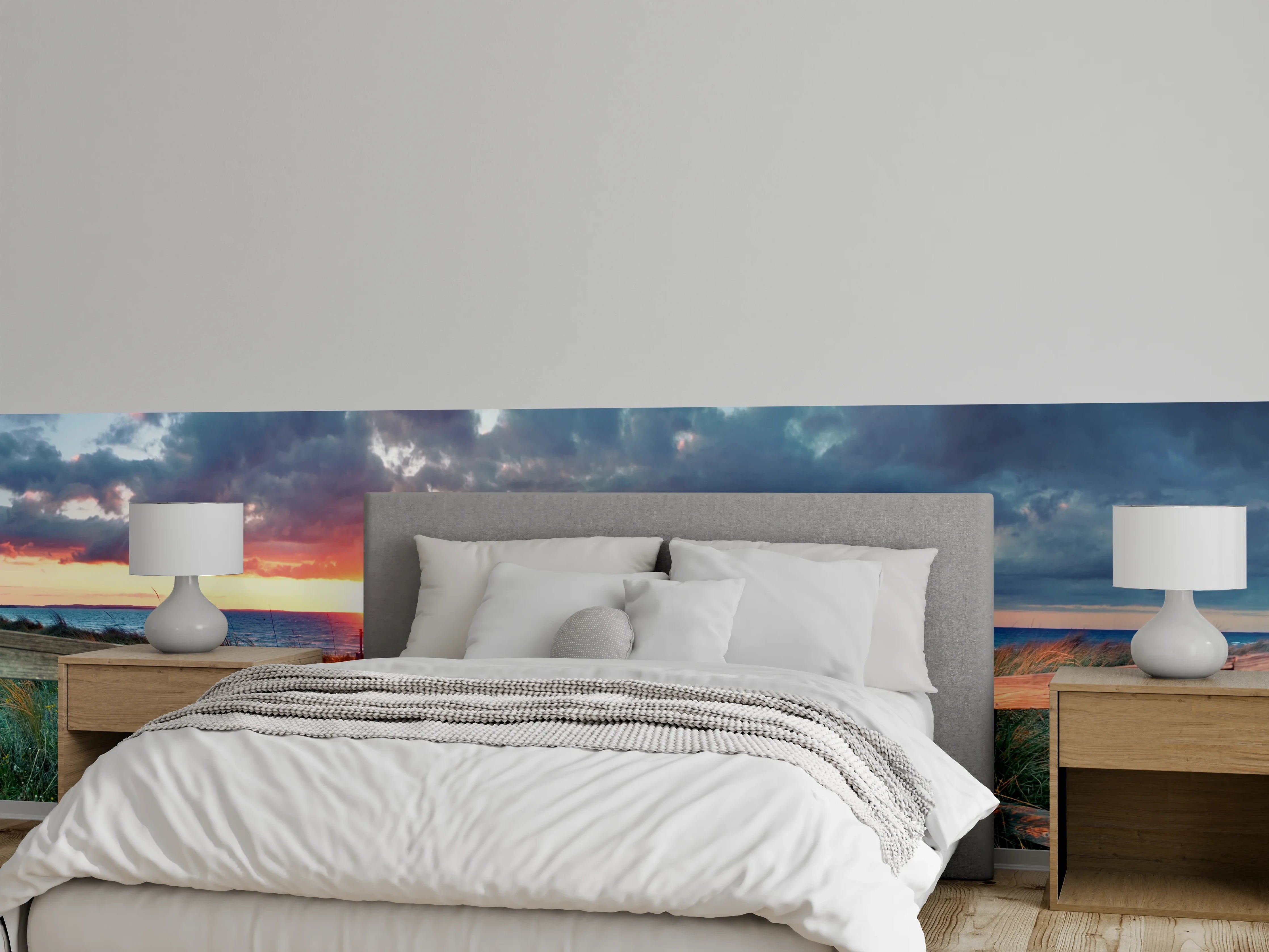 Wandverkleidung Schlafzimmer - Abendgrau über sanften Wellen