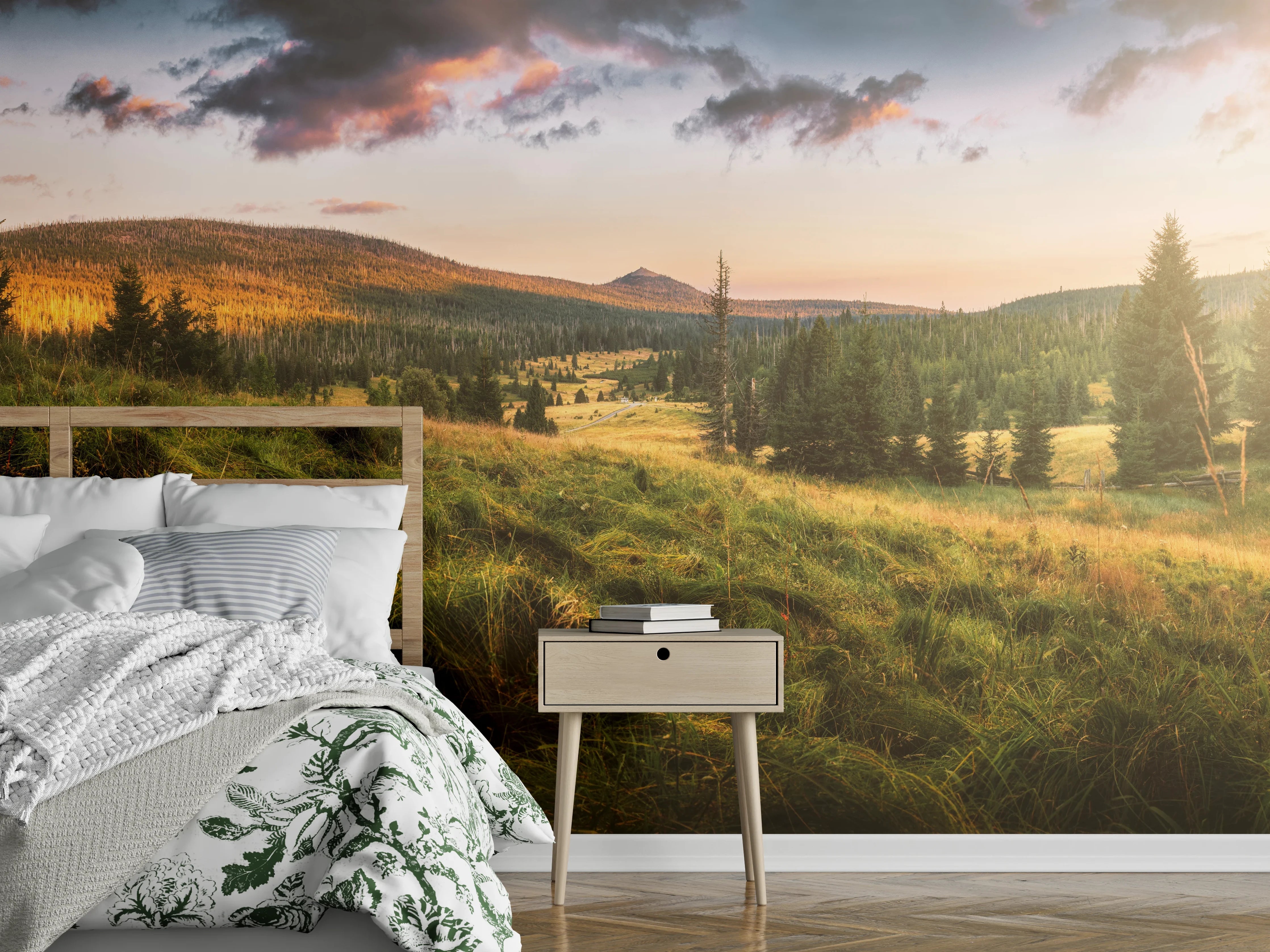 Wandverkleidung Schlafzimmer - Abendlicher Berg Luzný - Tschechien