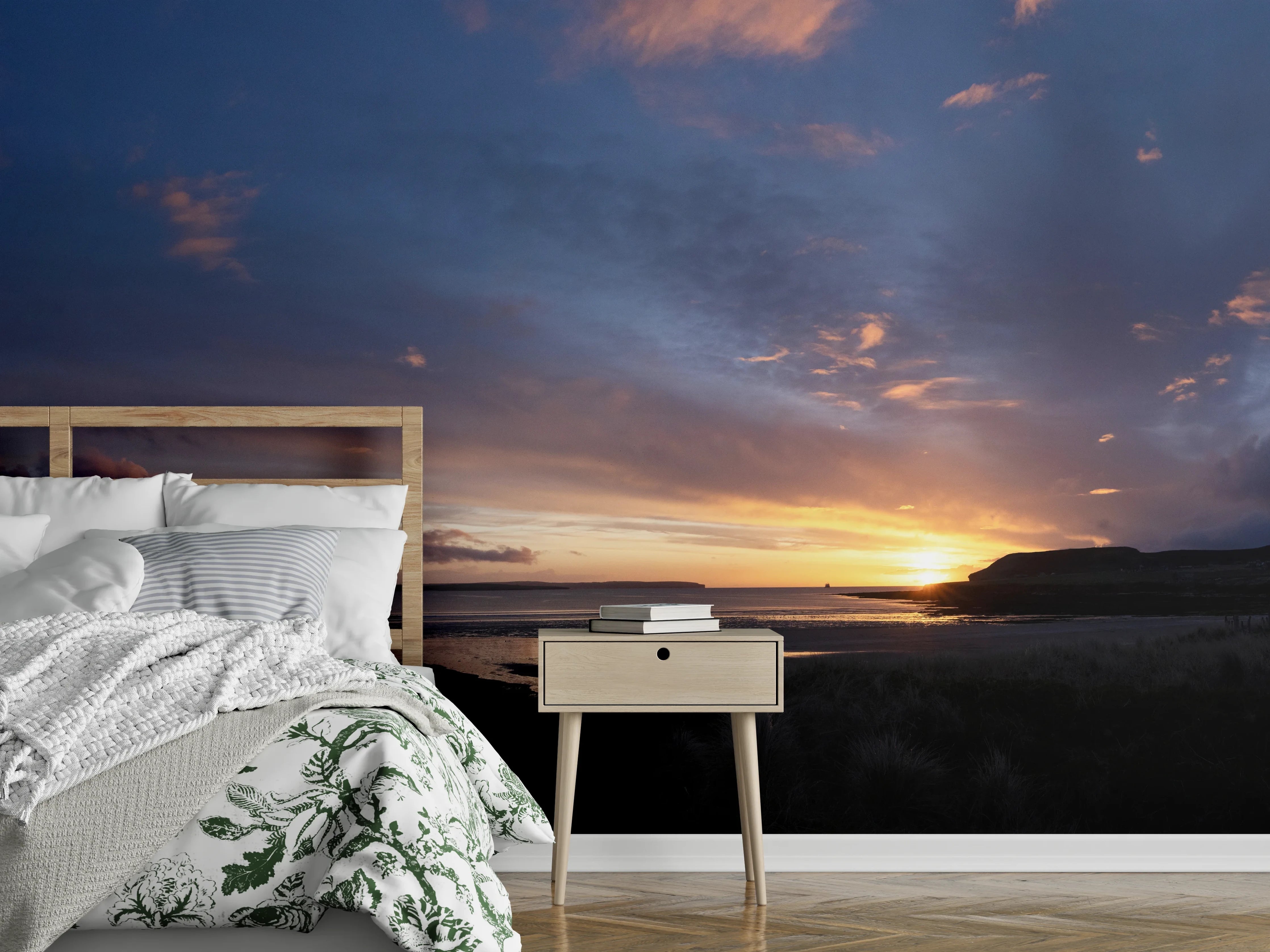 Wandverkleidung Schlafzimmer - Abendlicher Sonnenuntergang am Meer