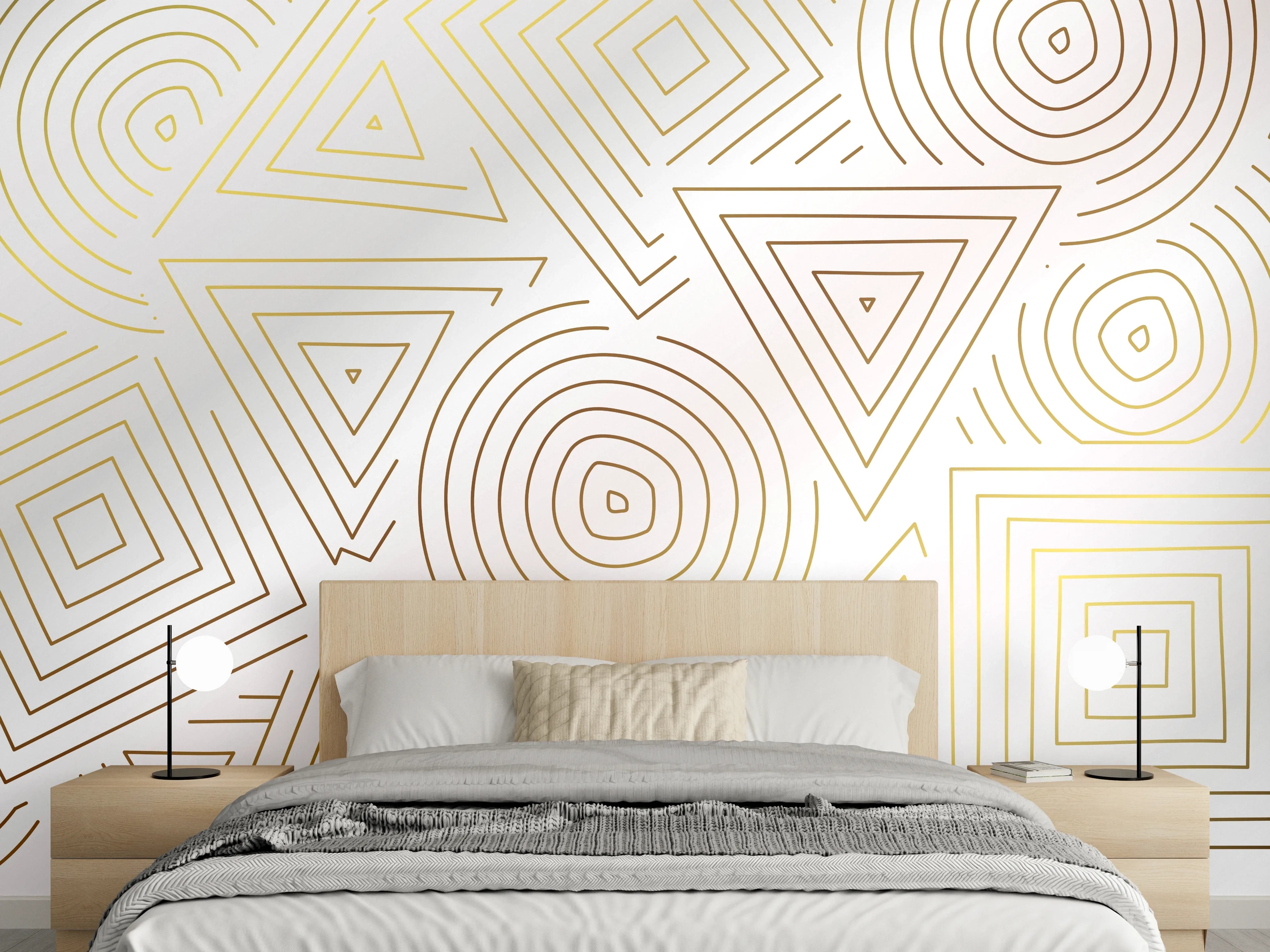 Wandverkleidung Schlafzimmer - Abstrakt Geometrische Linien Kunst