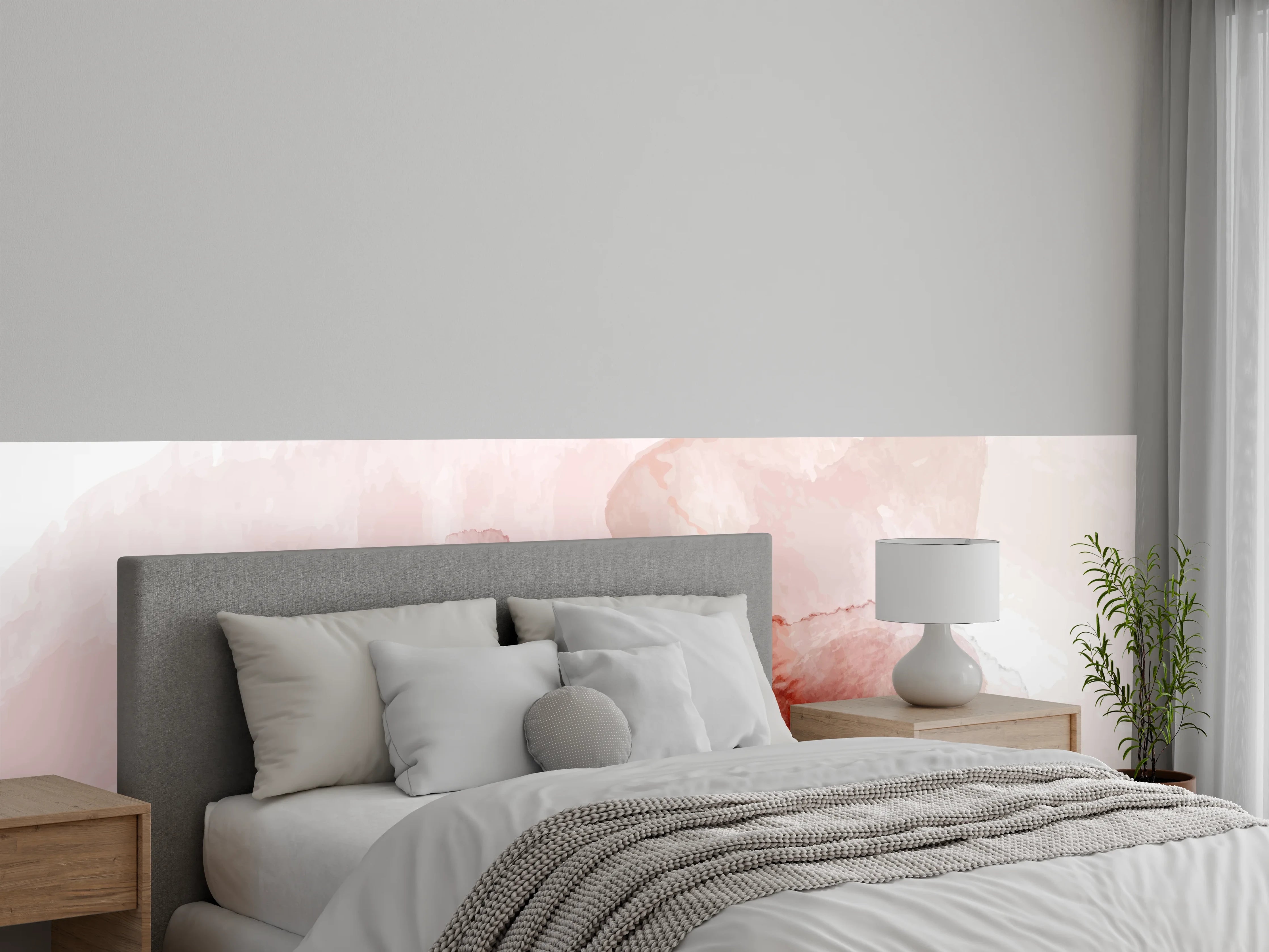 Wandverkleidung Schlafzimmer - Abstrakte Aquarell Rosa Töne