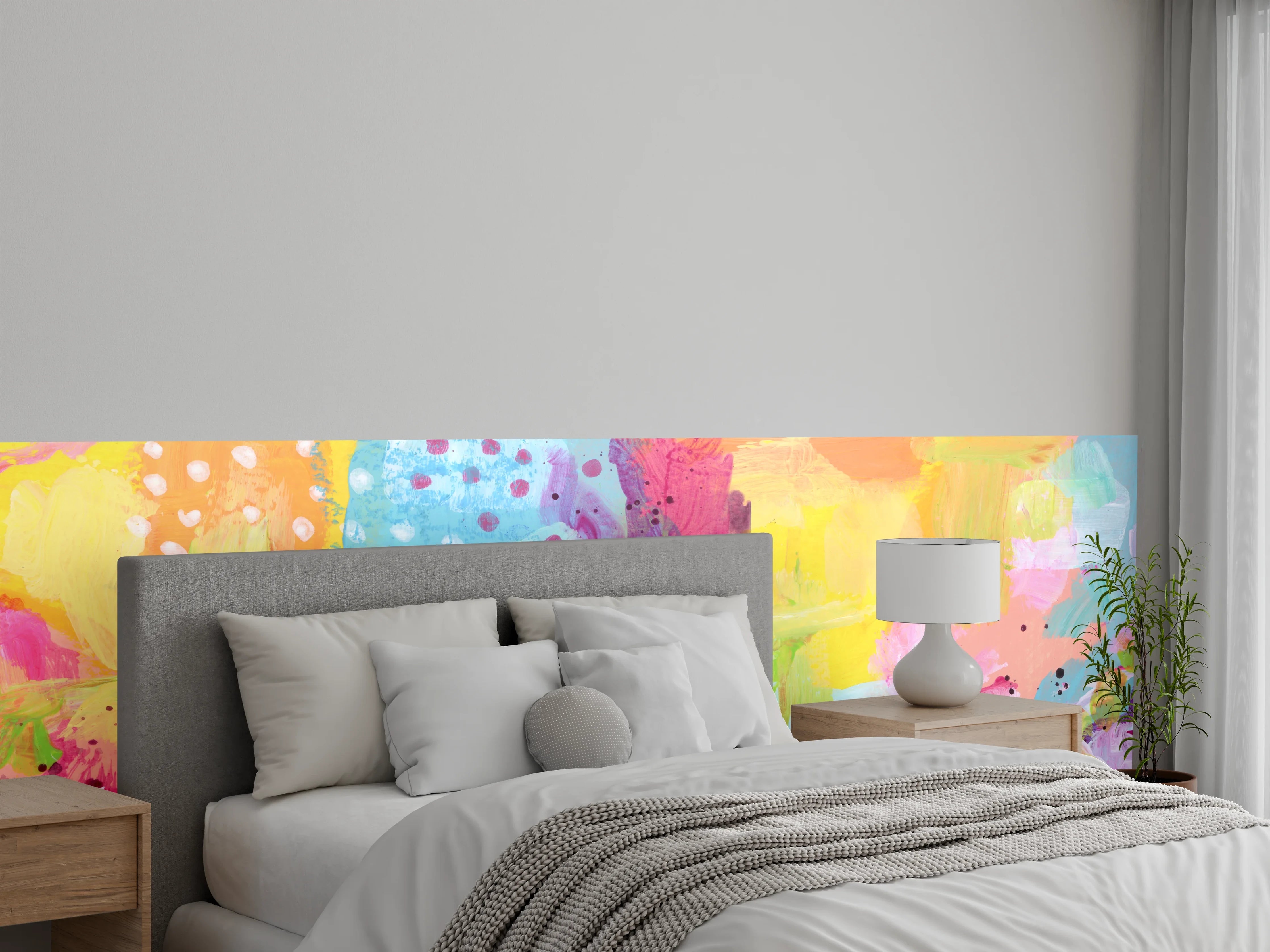 Wandverkleidung Schlafzimmer - Abstrakte Aquarellfarben Wandkunst