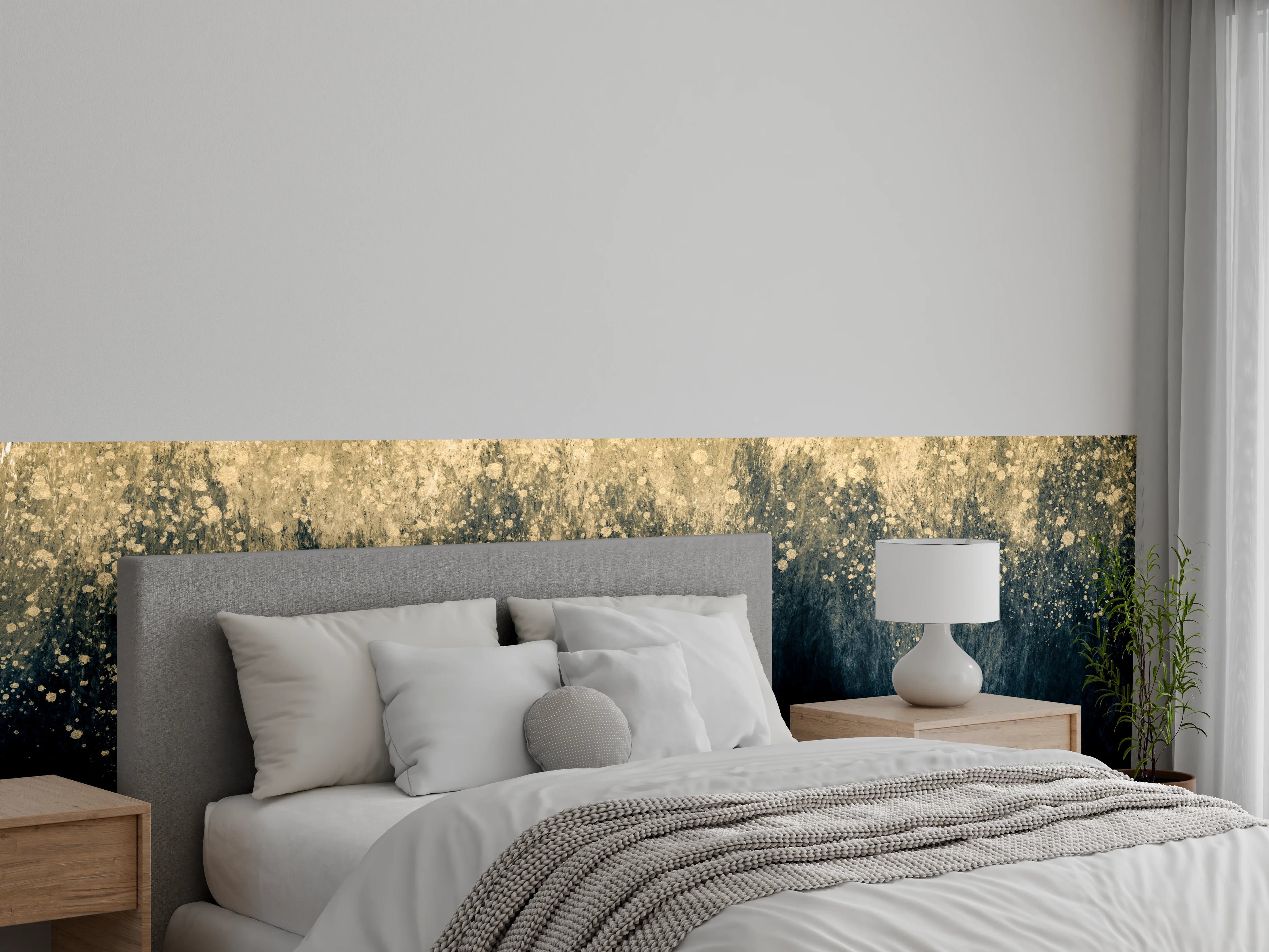 Wandverkleidung Schlafzimmer - Abstrakte Aquarellkunst - Vintage