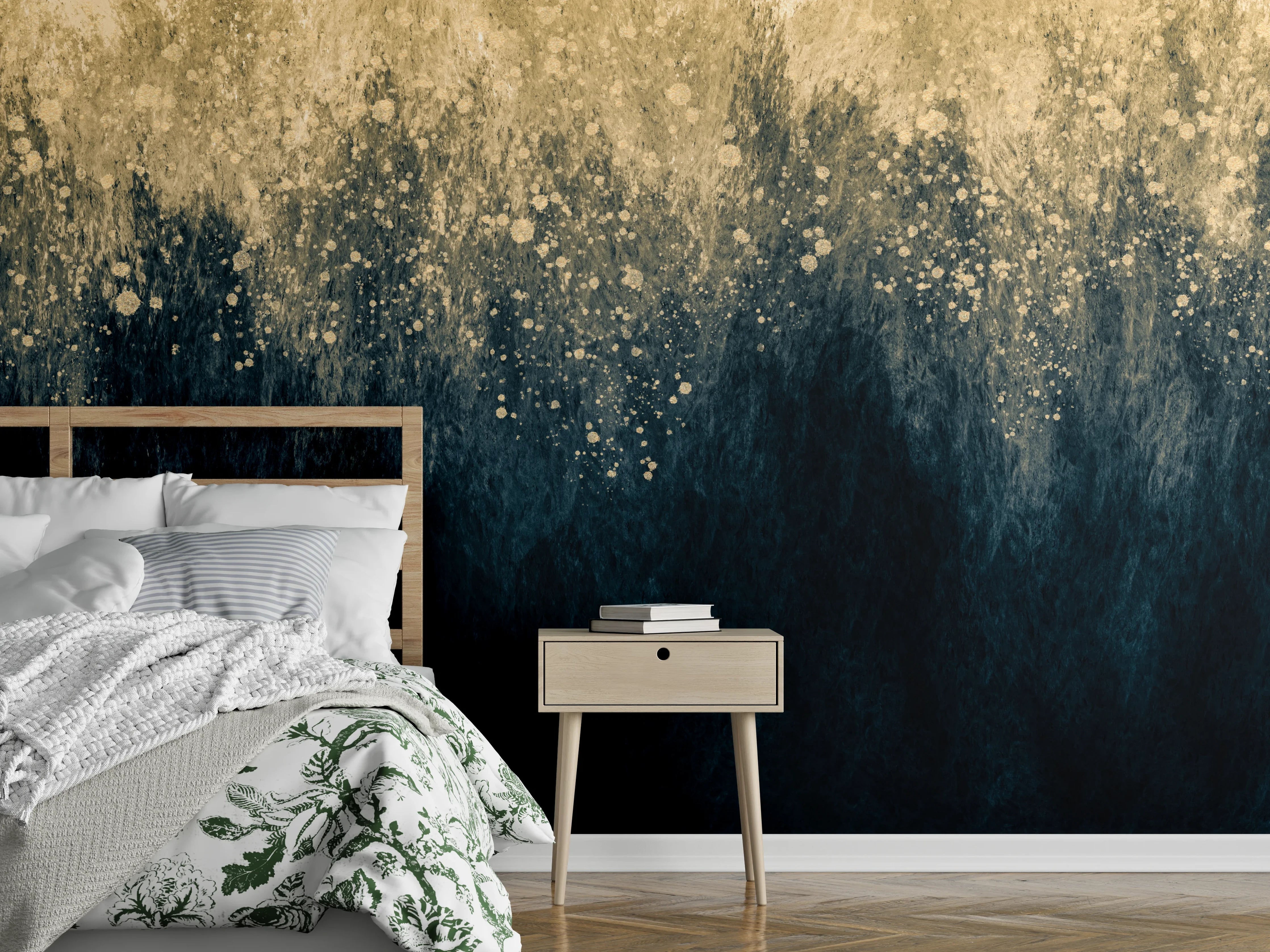 Wandverkleidung Schlafzimmer - Abstrakte Aquarellkunst - Vintage