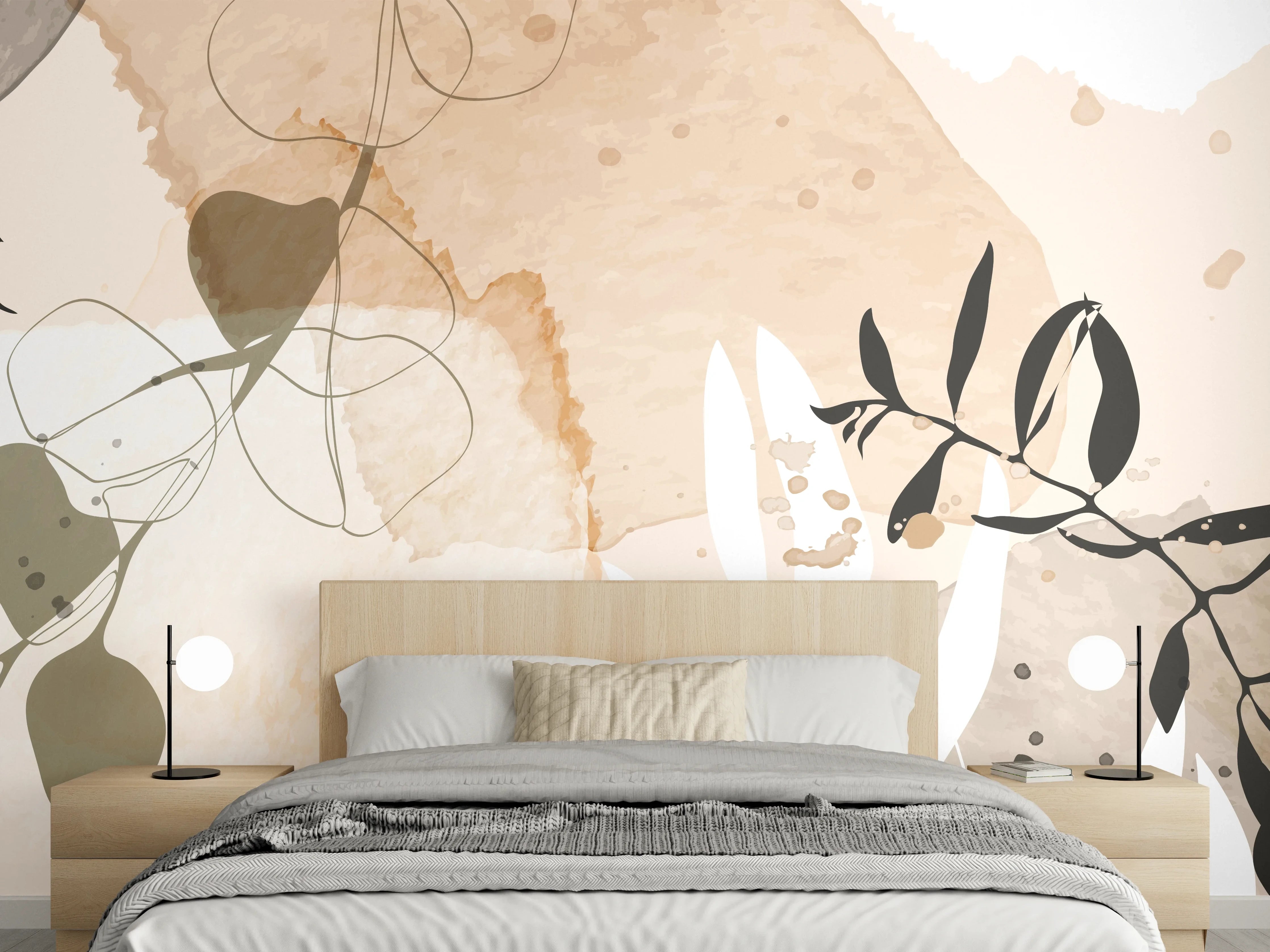 Wandverkleidung Schlafzimmer - Abstrakte Beige-Töne Kunst