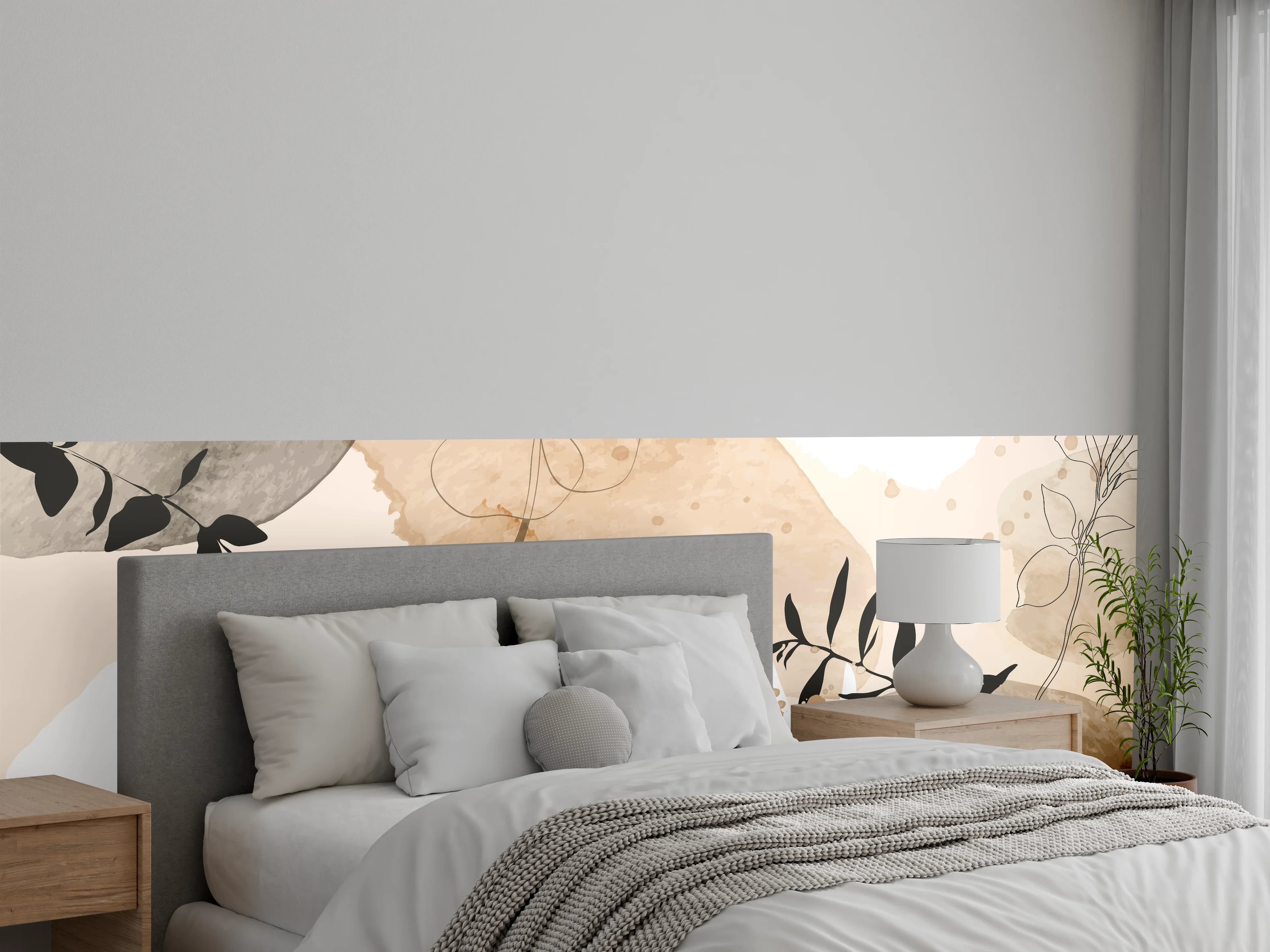 Wandverkleidung Schlafzimmer - Abstrakte Beige-Töne Kunst