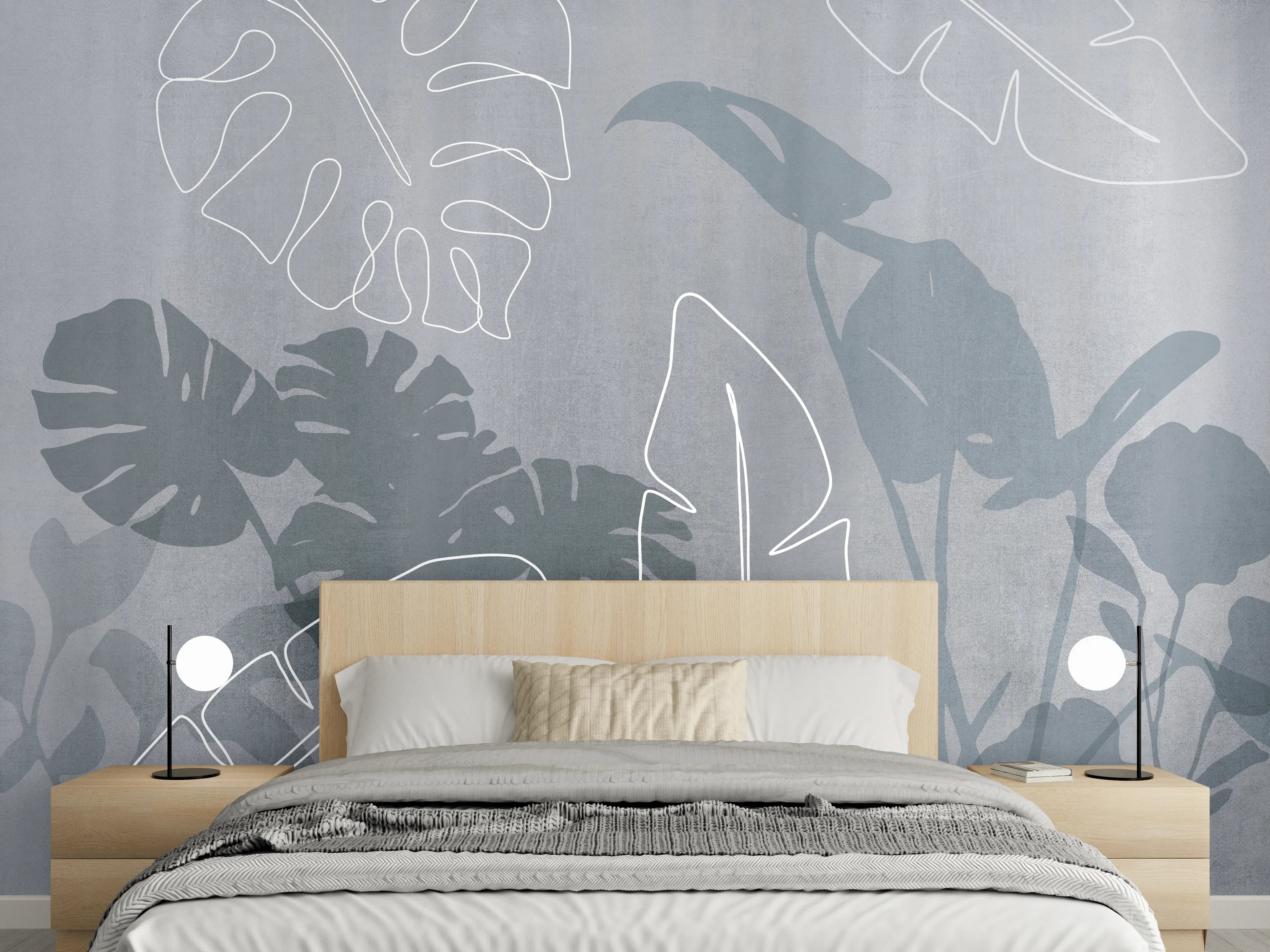 Wandverkleidung Schlafzimmer - Abstrakte Blätter