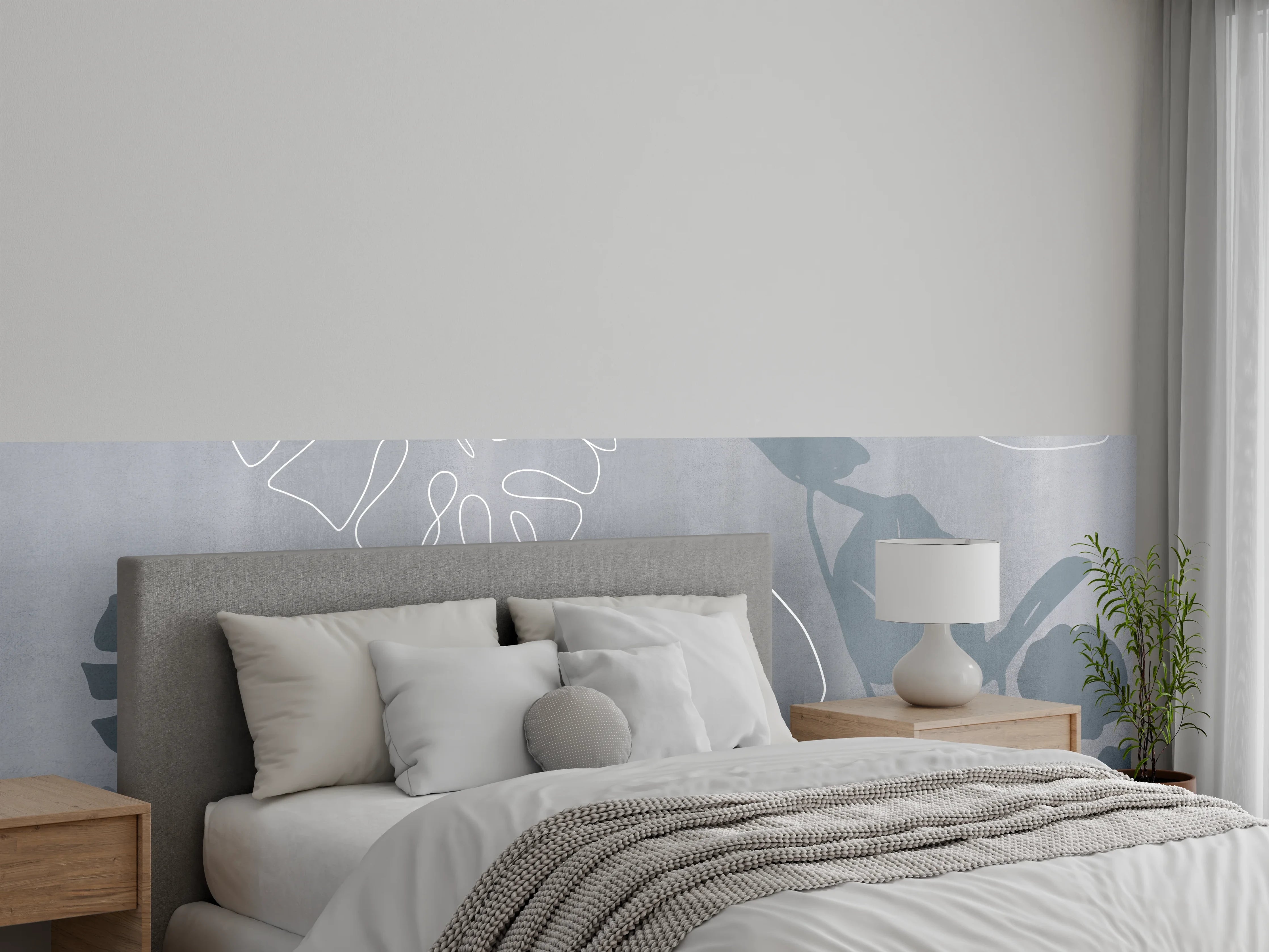 Wandverkleidung Schlafzimmer - Abstrakte Blätter