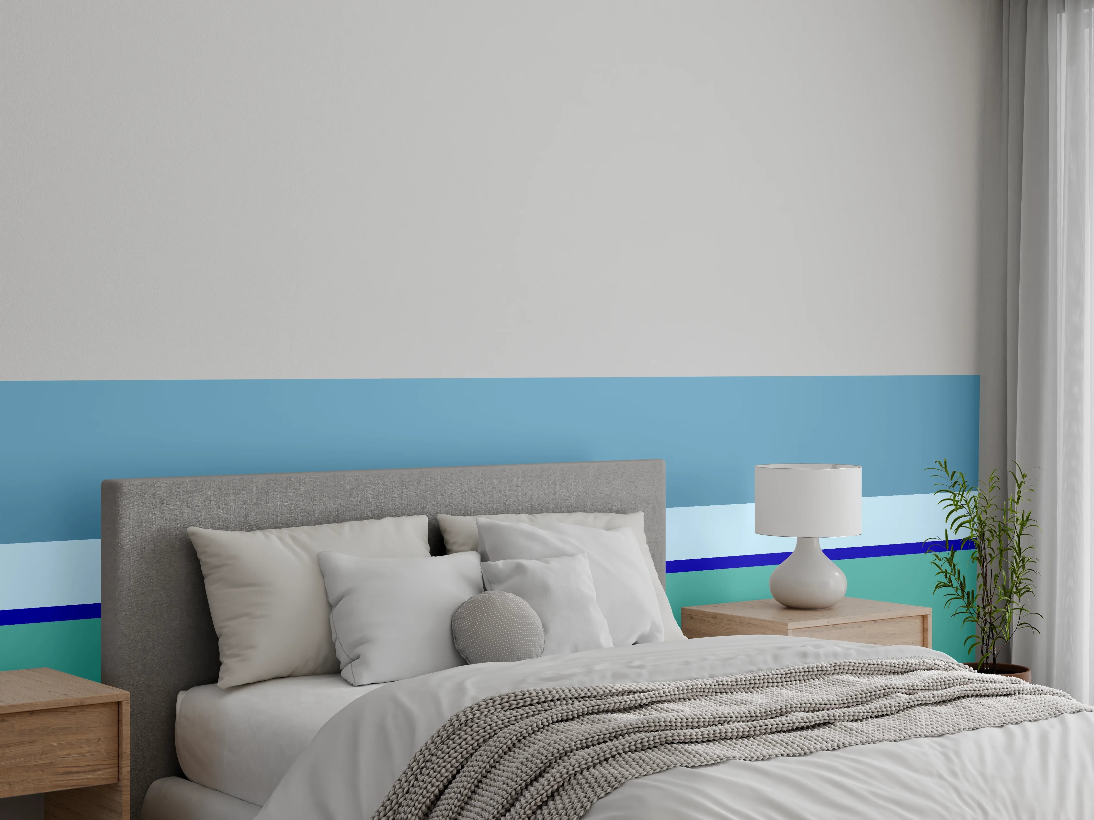 Wandverkleidung Schlafzimmer - Abstrakte Blautöne für moderne Wandgestaltung