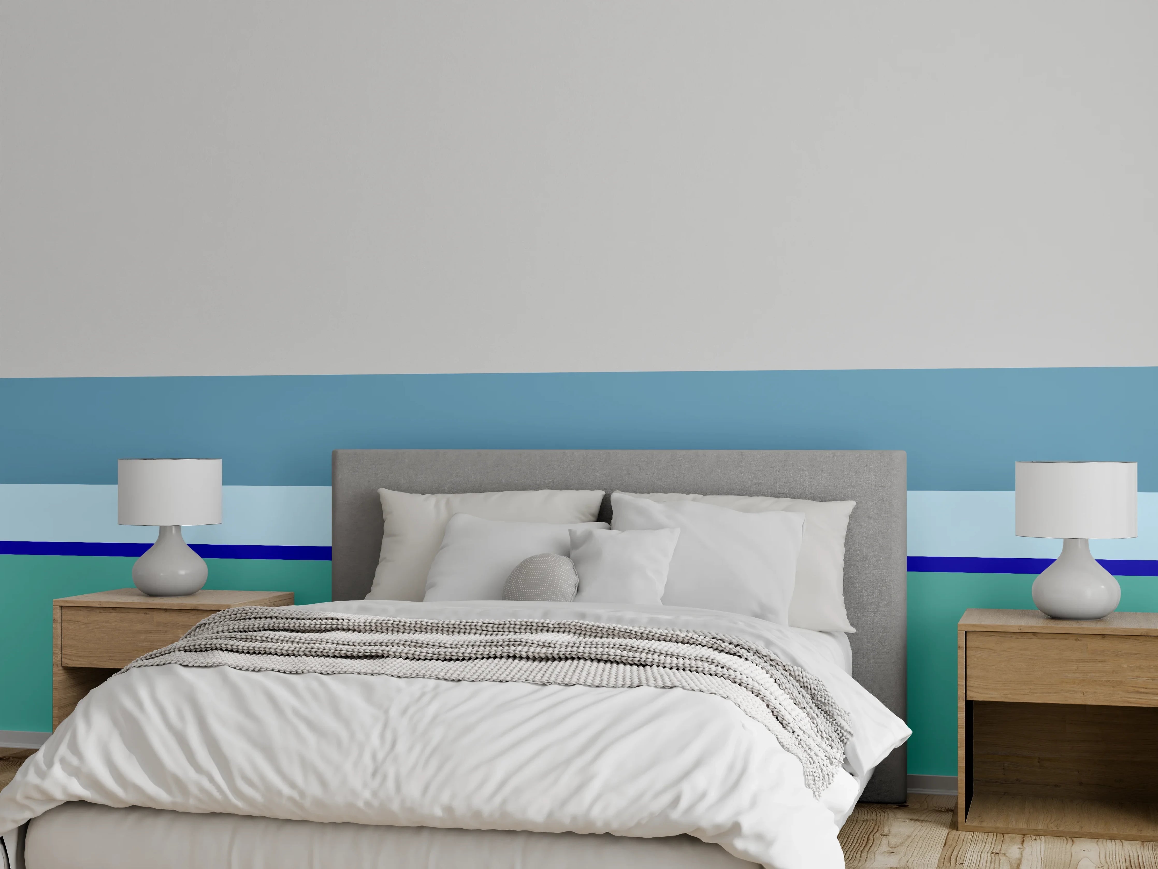 Wandverkleidung Schlafzimmer - Abstrakte Blautöne für moderne Wandgestaltung