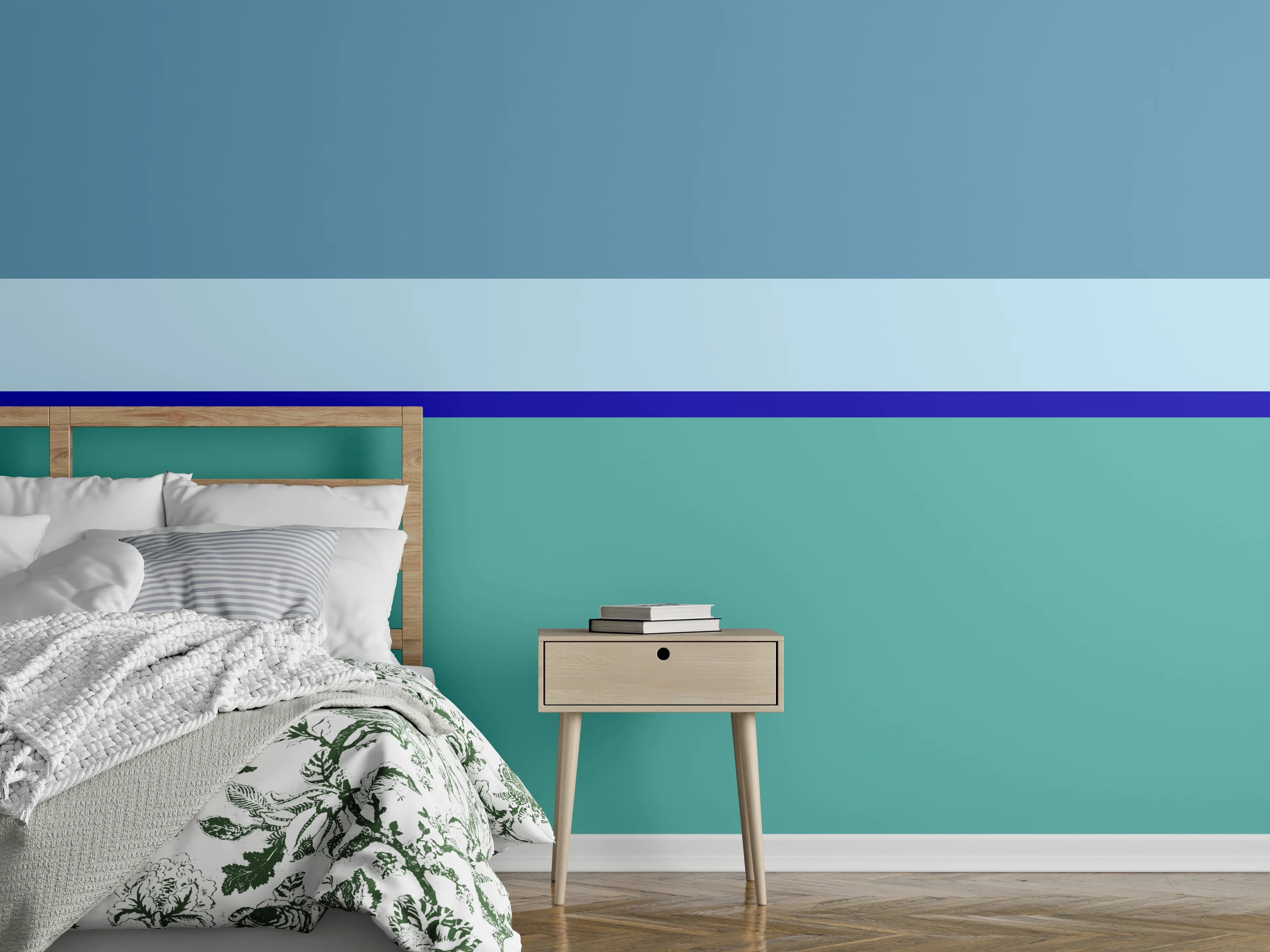 Wandverkleidung Schlafzimmer - Abstrakte Blautöne für moderne Wandgestaltung