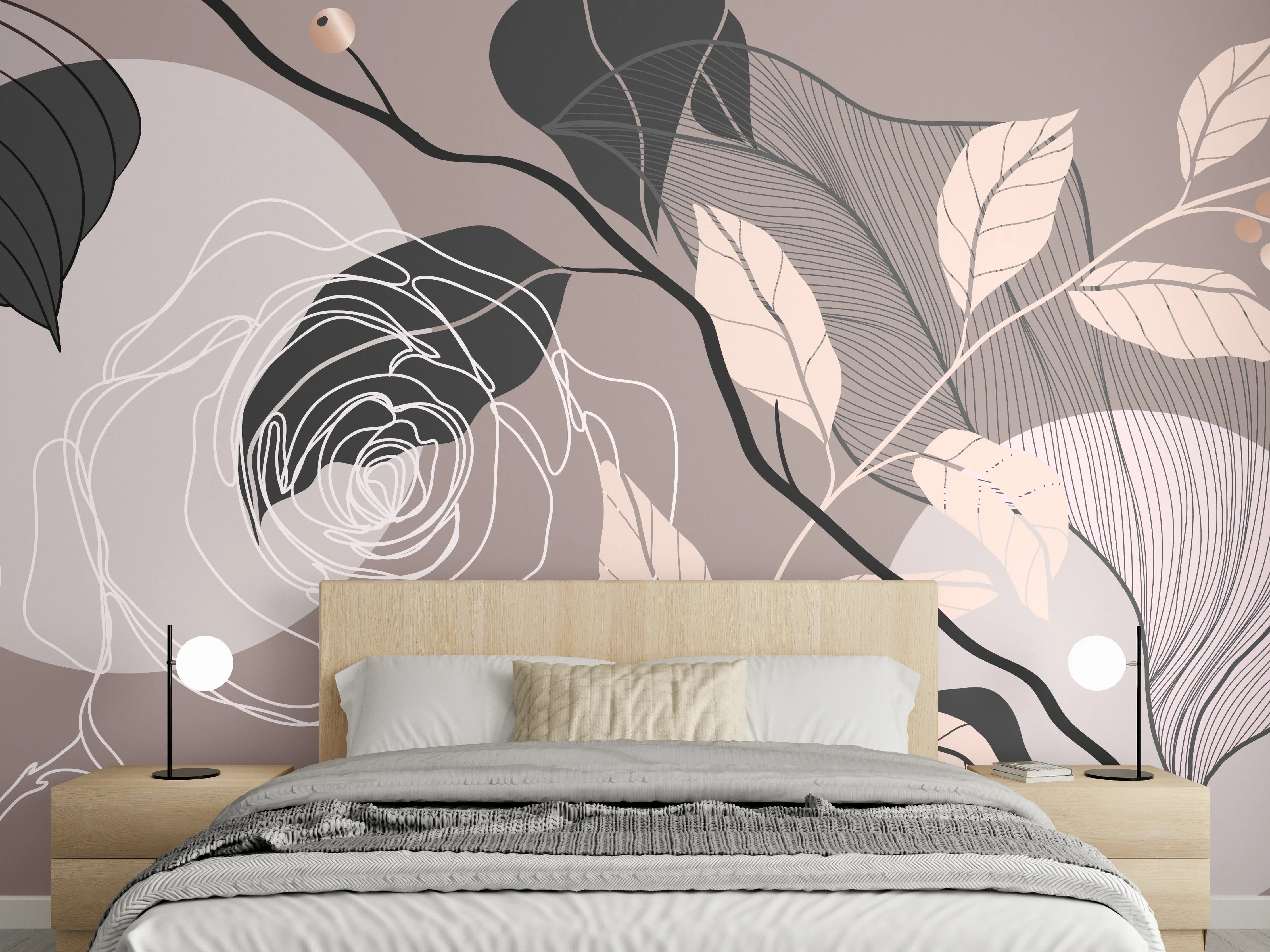 Wandverkleidung Schlafzimmer - Abstrakte Blumen Illustration