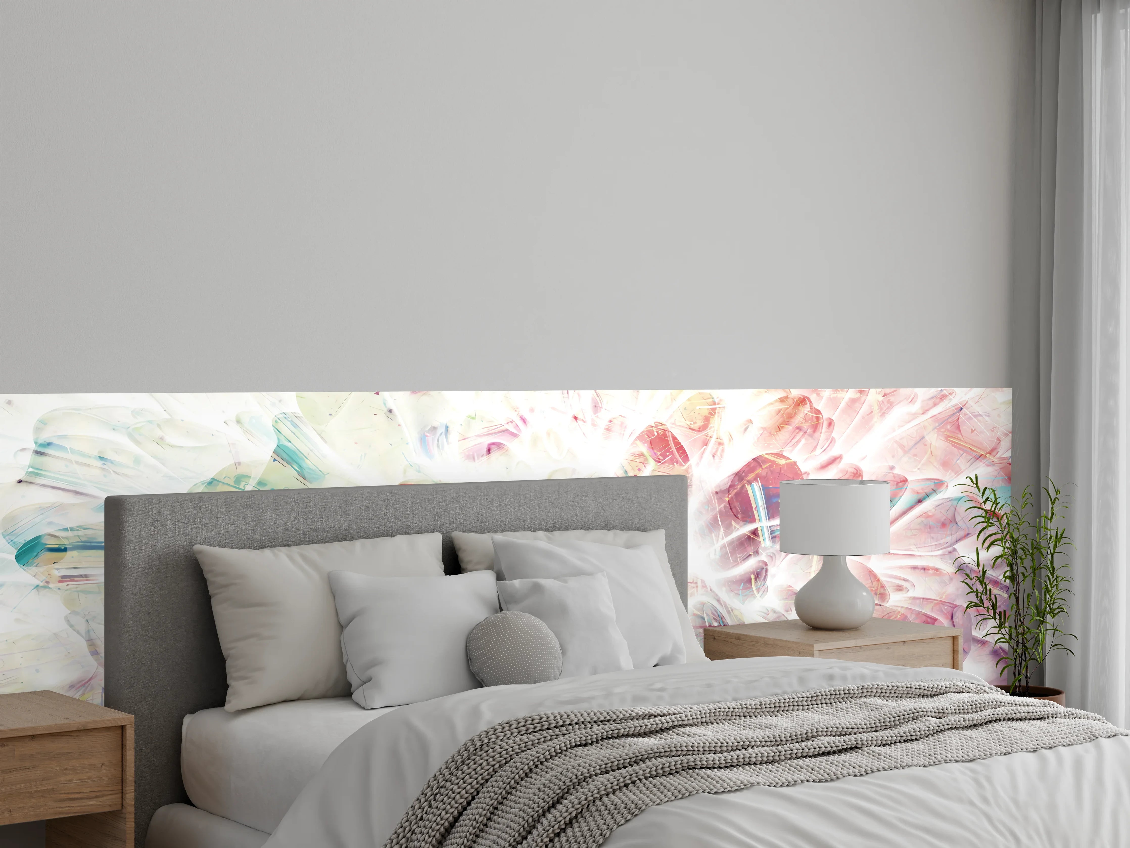 Wandverkleidung Schlafzimmer - Abstrakte Explosion in Pastellfarben