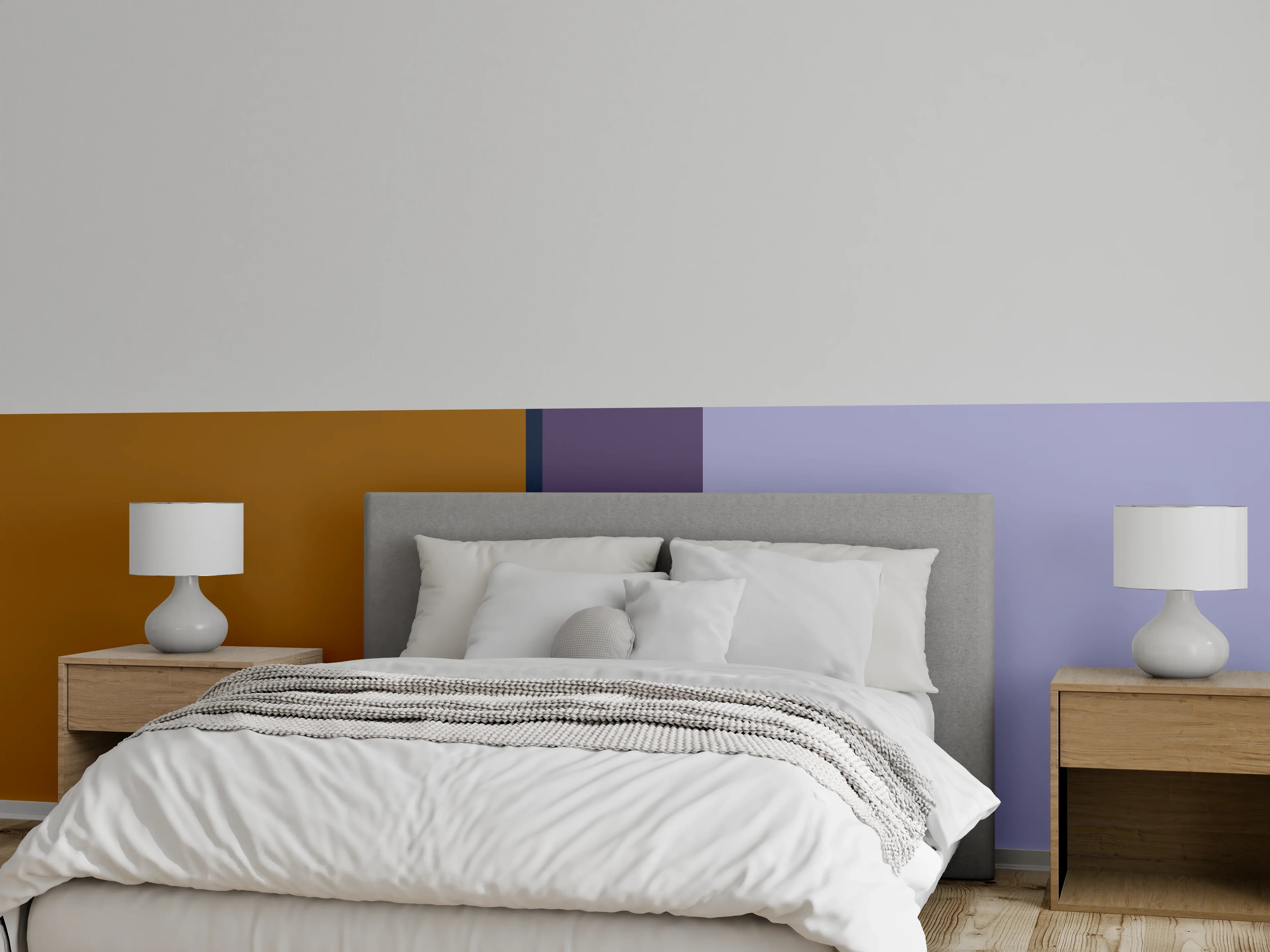 Wandverkleidung Schlafzimmer - Abstrakte Farbbalken Wandbild
