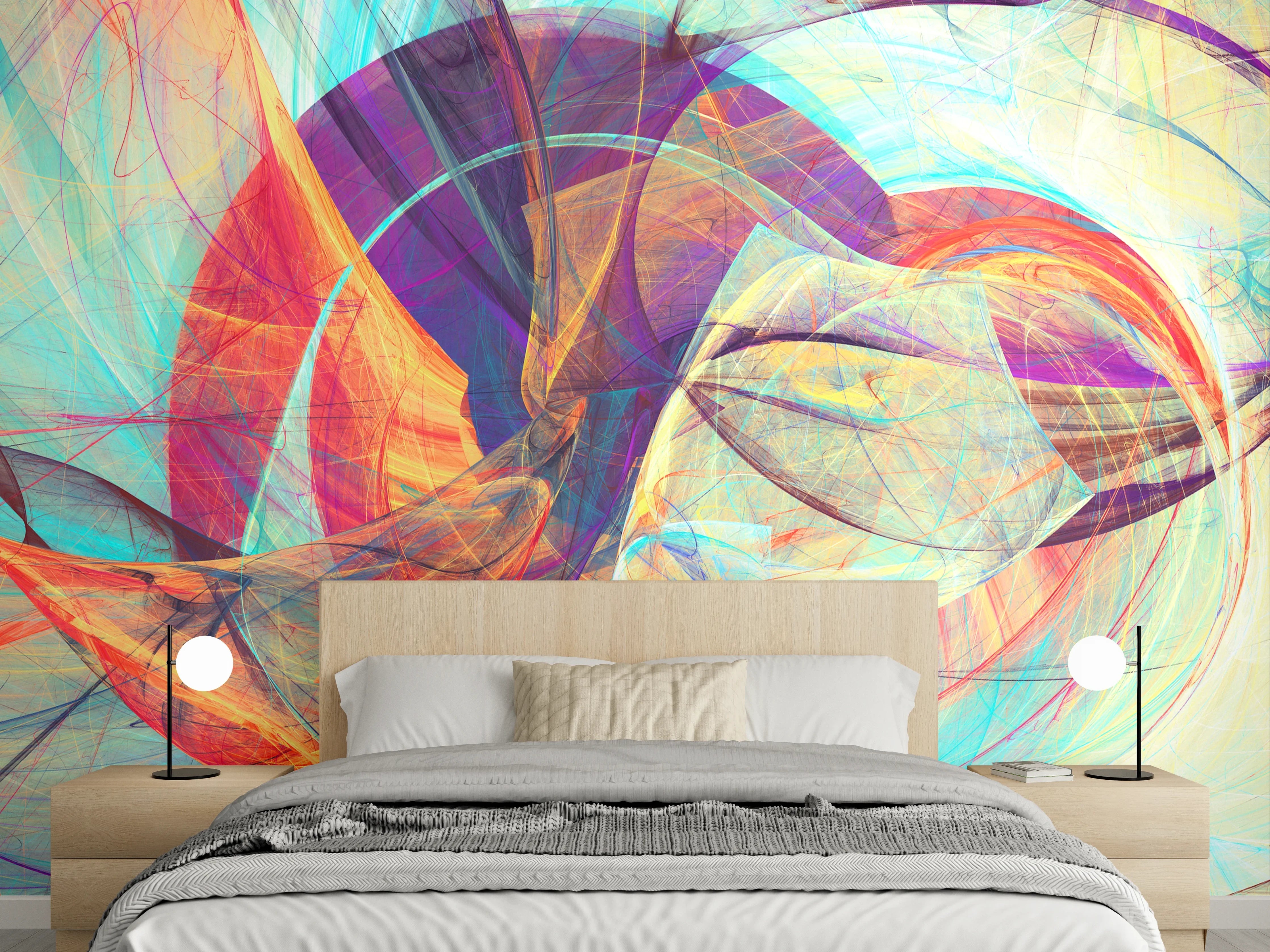 Wandverkleidung Schlafzimmer - Abstrakte Farbdynamik Wandbild