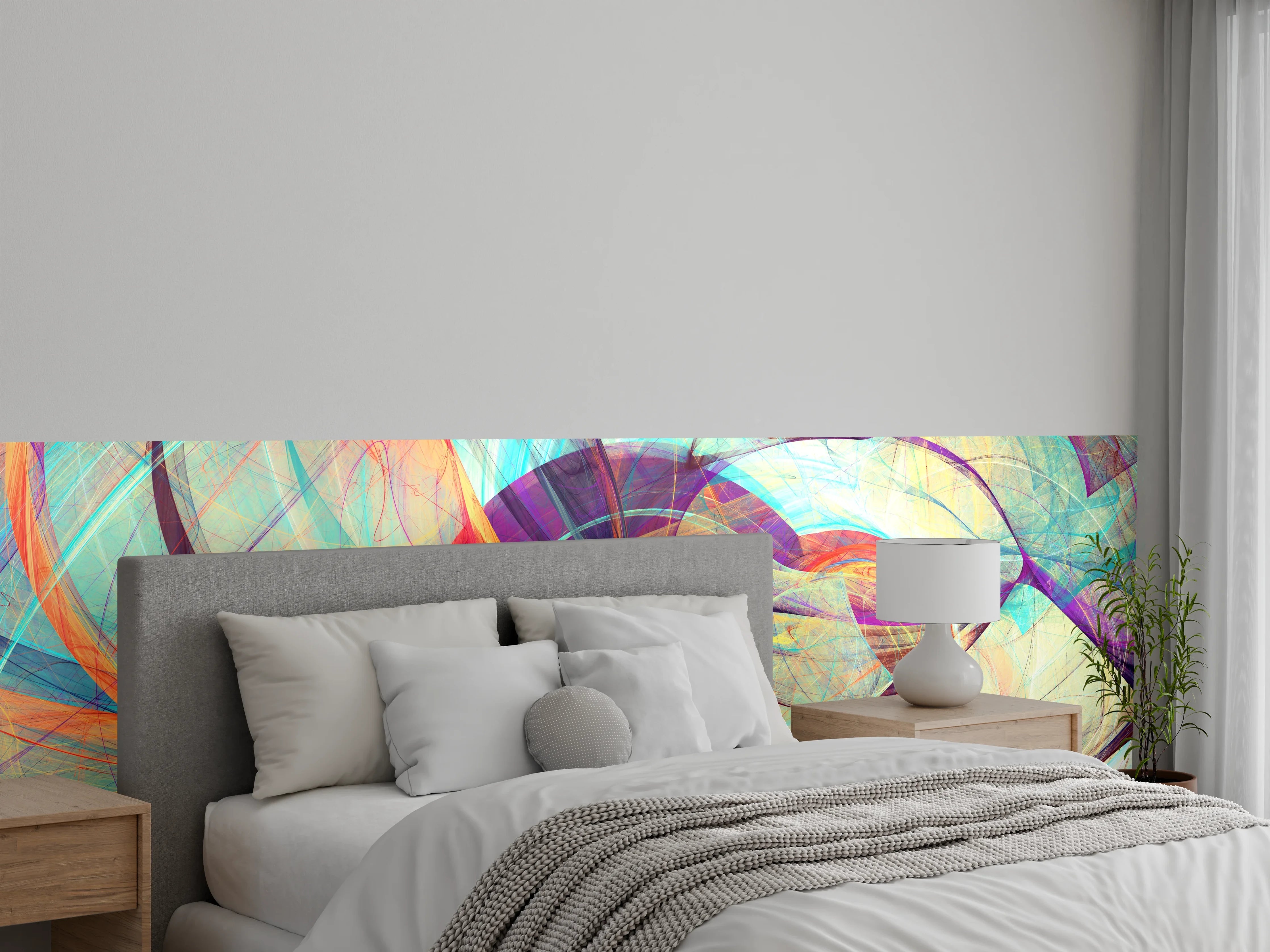 Wandverkleidung Schlafzimmer - Abstrakte Farbdynamik Wandbild