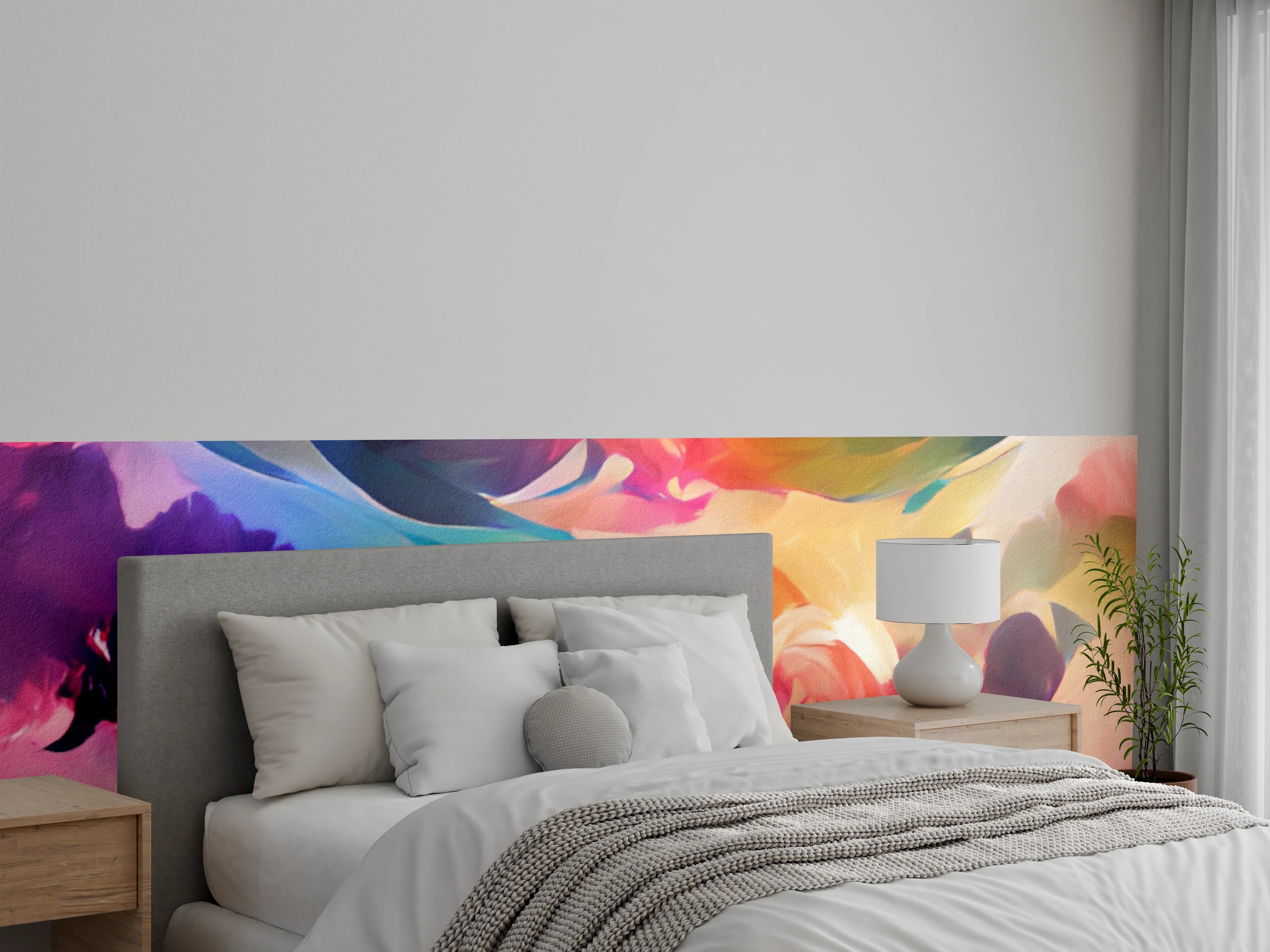 Wandverkleidung Schlafzimmer - Abstrakte Farbenpracht: Buntes Kunstwerk