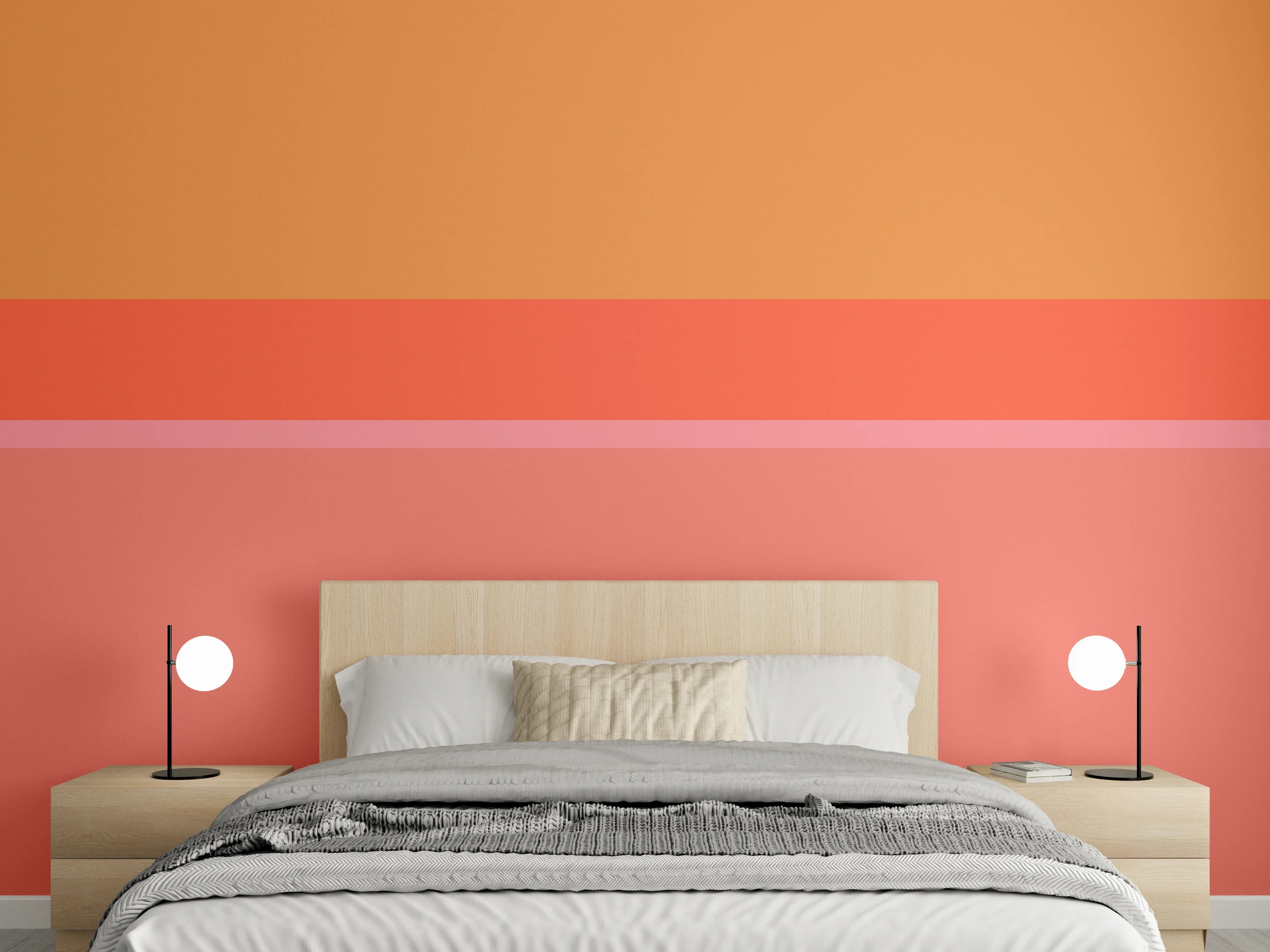 Wandverkleidung Schlafzimmer - Abstrakte Farbflächen Wandbild Orange Rosa