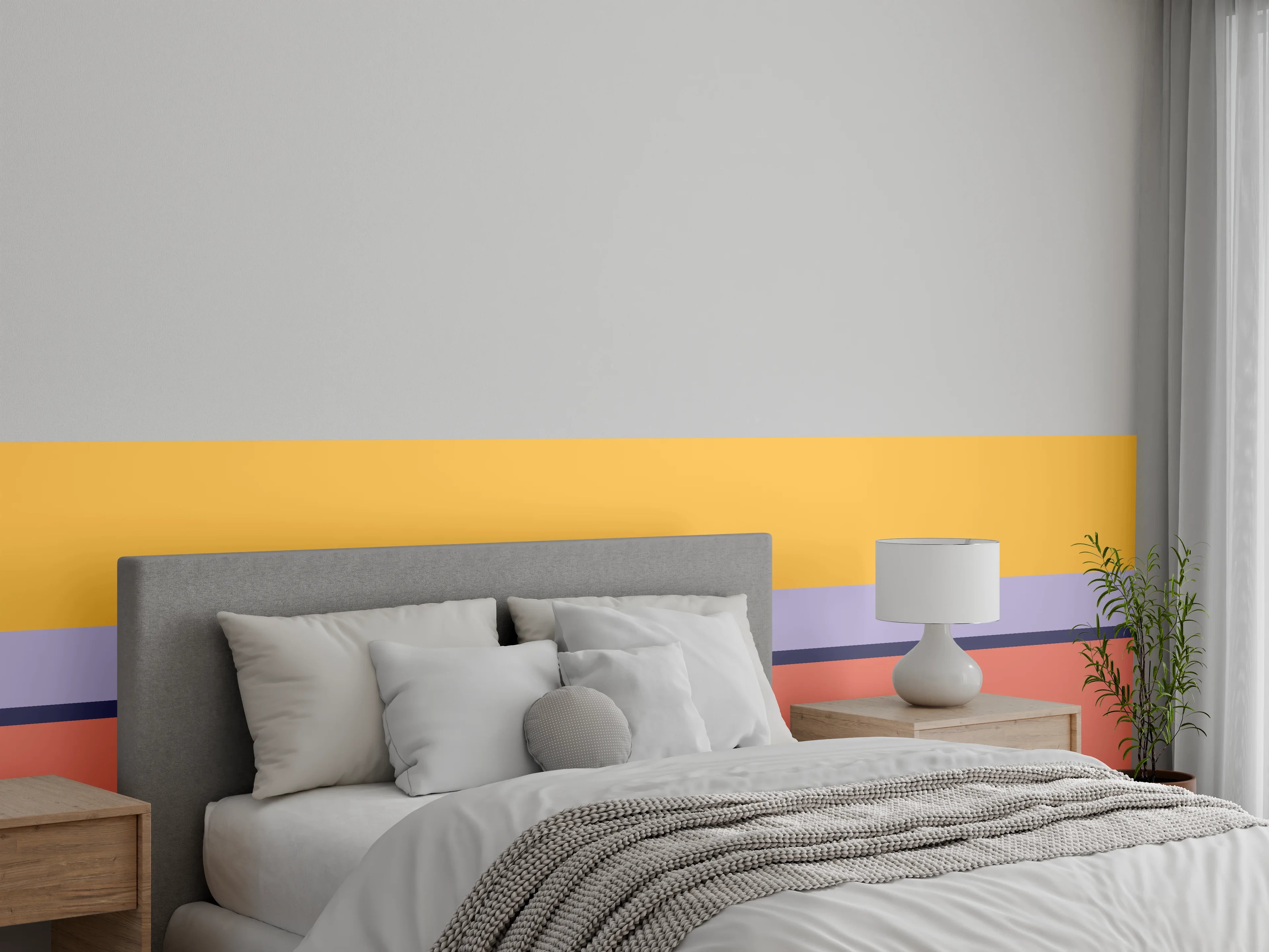 Wandverkleidung Schlafzimmer - Abstrakte Farbflächen Wanddekor