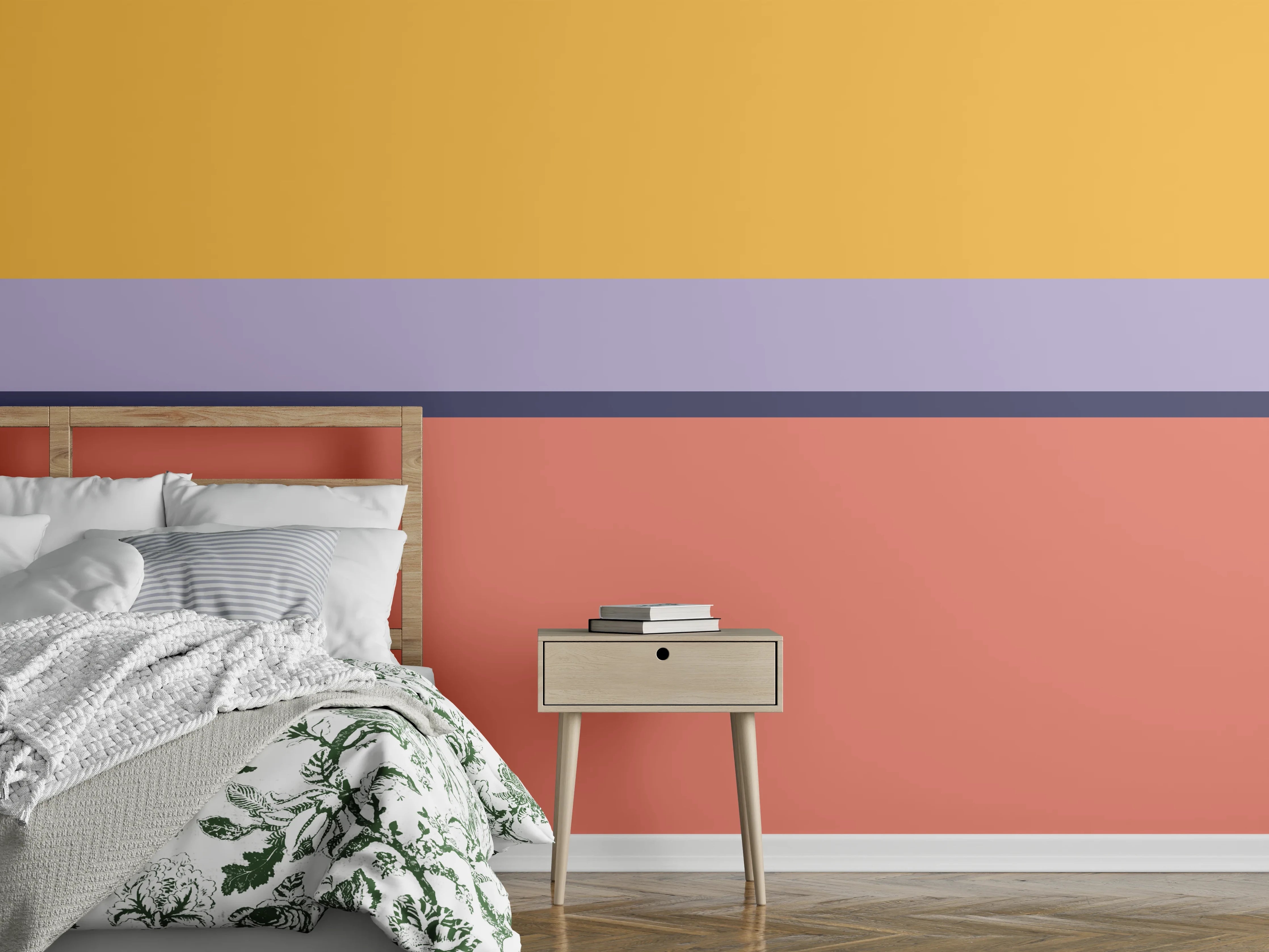 Wandverkleidung Schlafzimmer - Abstrakte Farbflächen Wanddekor