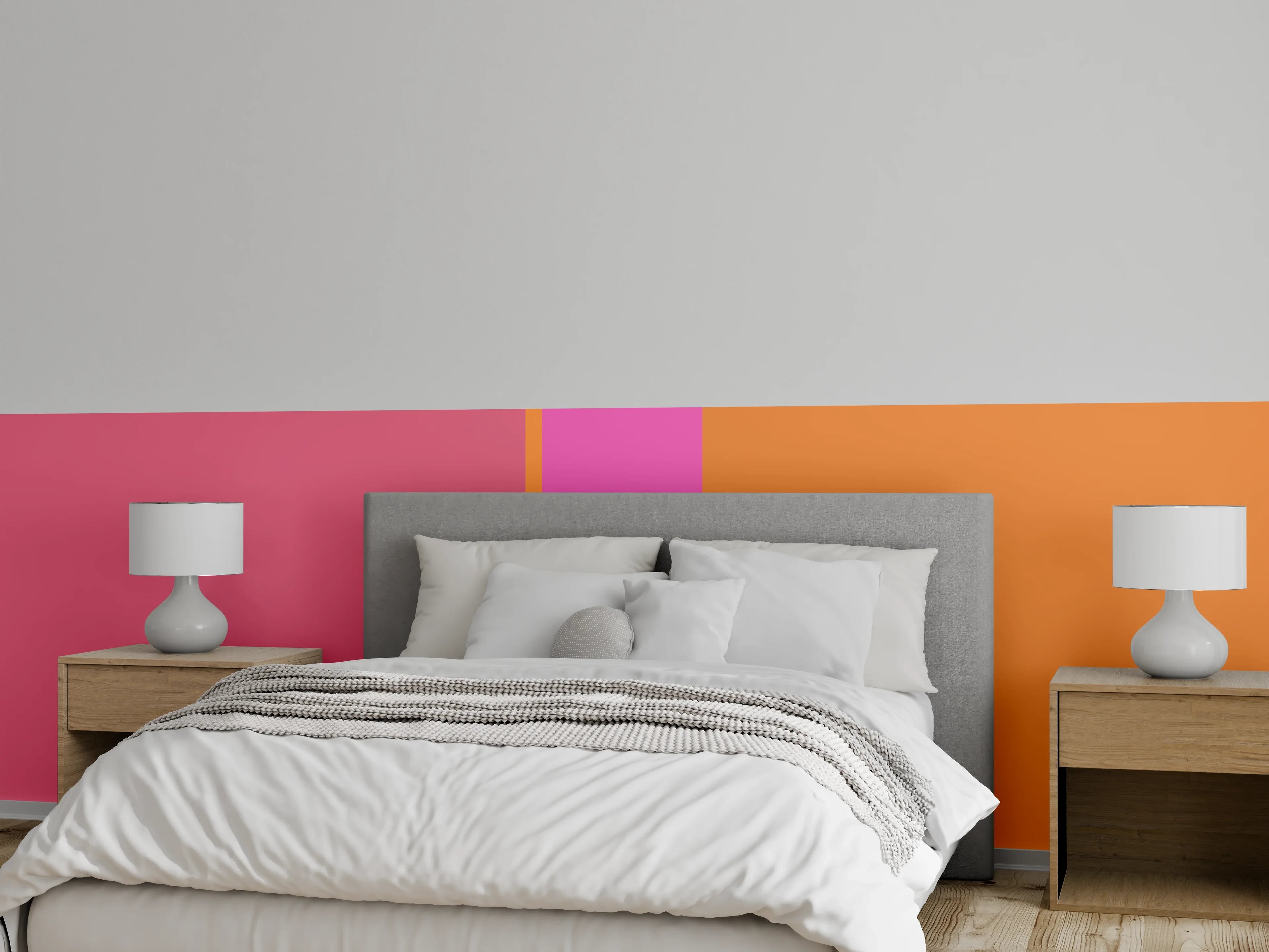 Wandverkleidung Schlafzimmer - Abstrakte Farbflächen Wanddesign