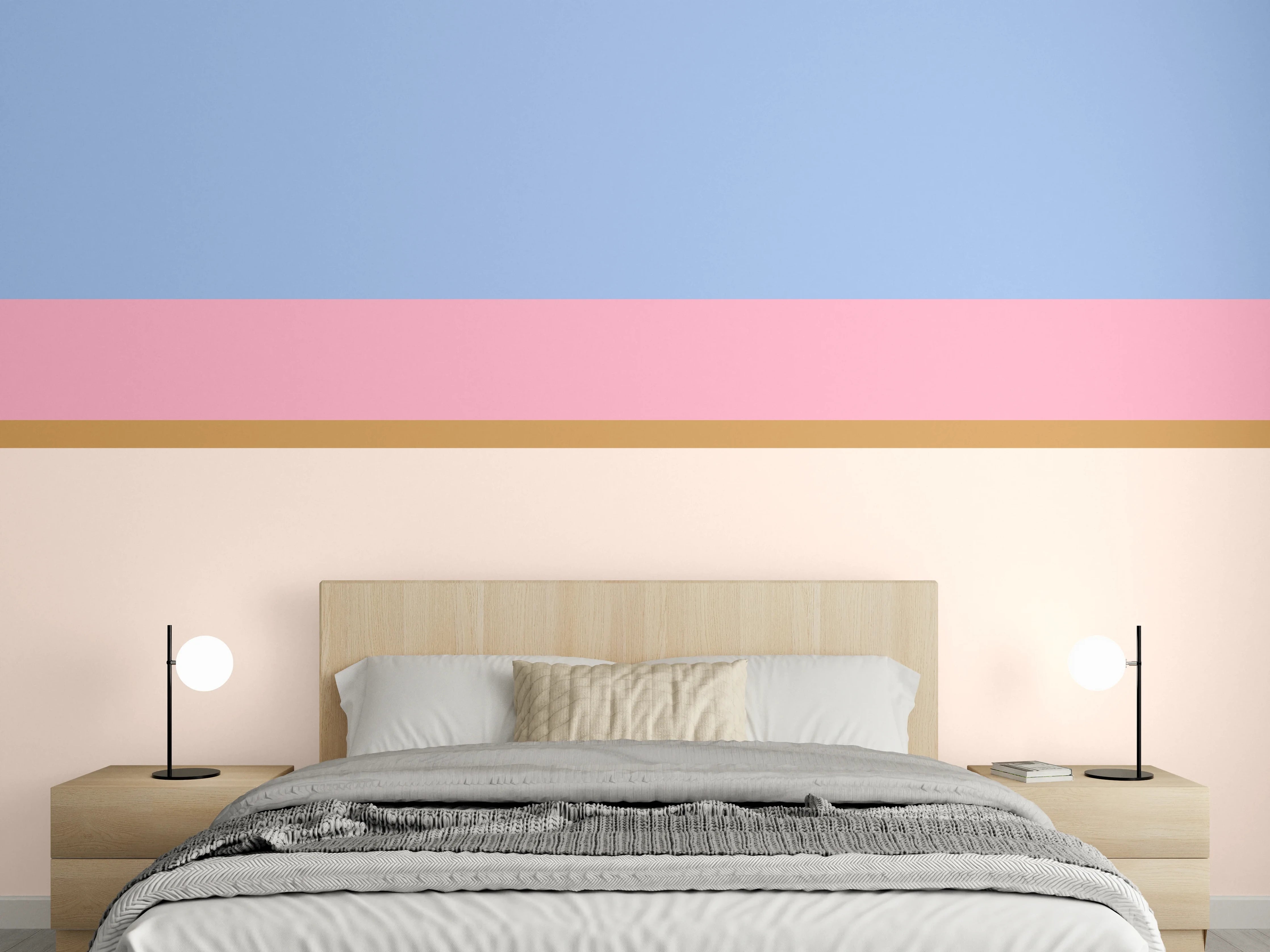 Wandverkleidung Schlafzimmer - Abstrakte Farbflächen in Pastell