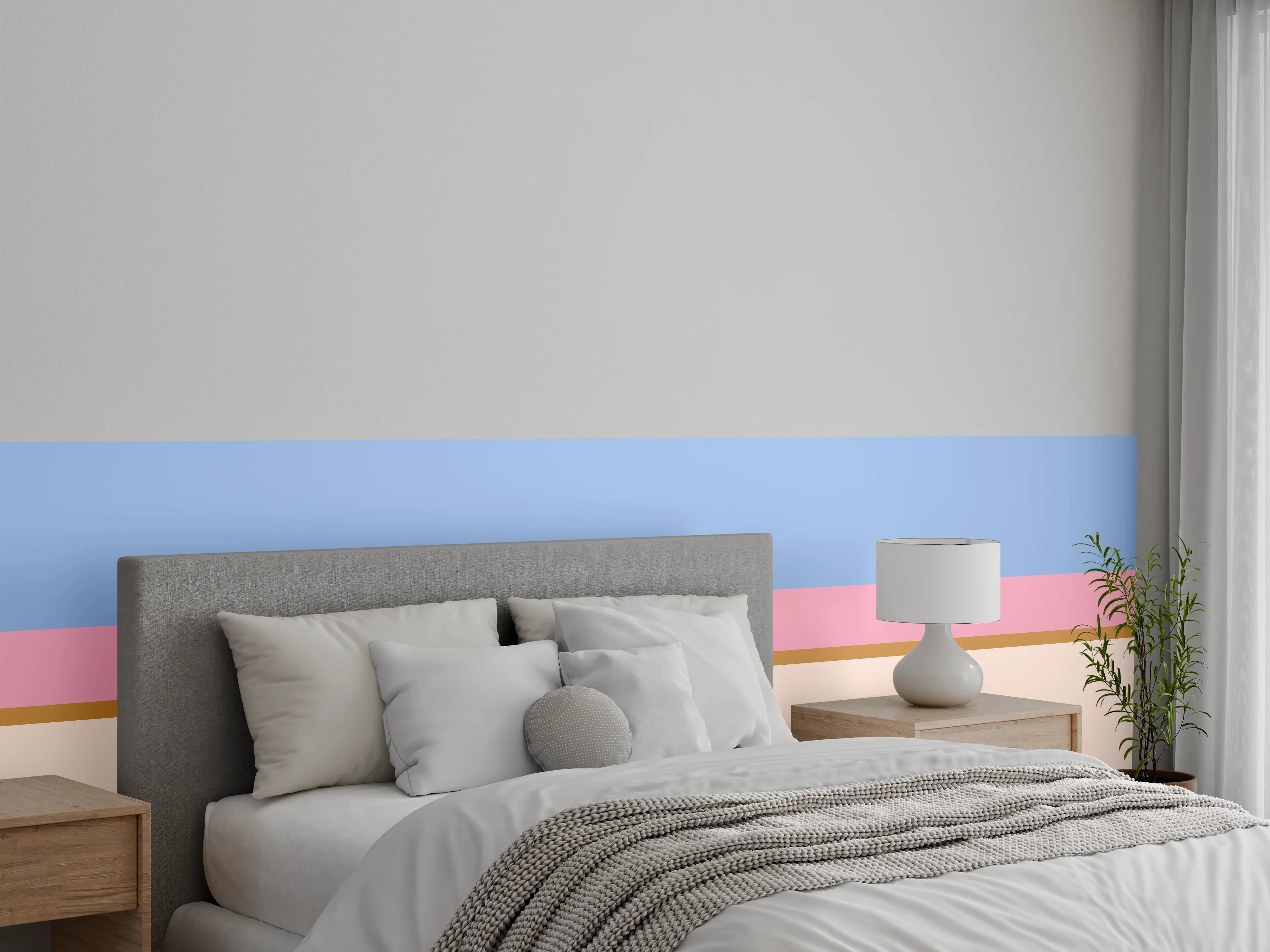 Wandverkleidung Schlafzimmer - Abstrakte Farbflächen in Pastell