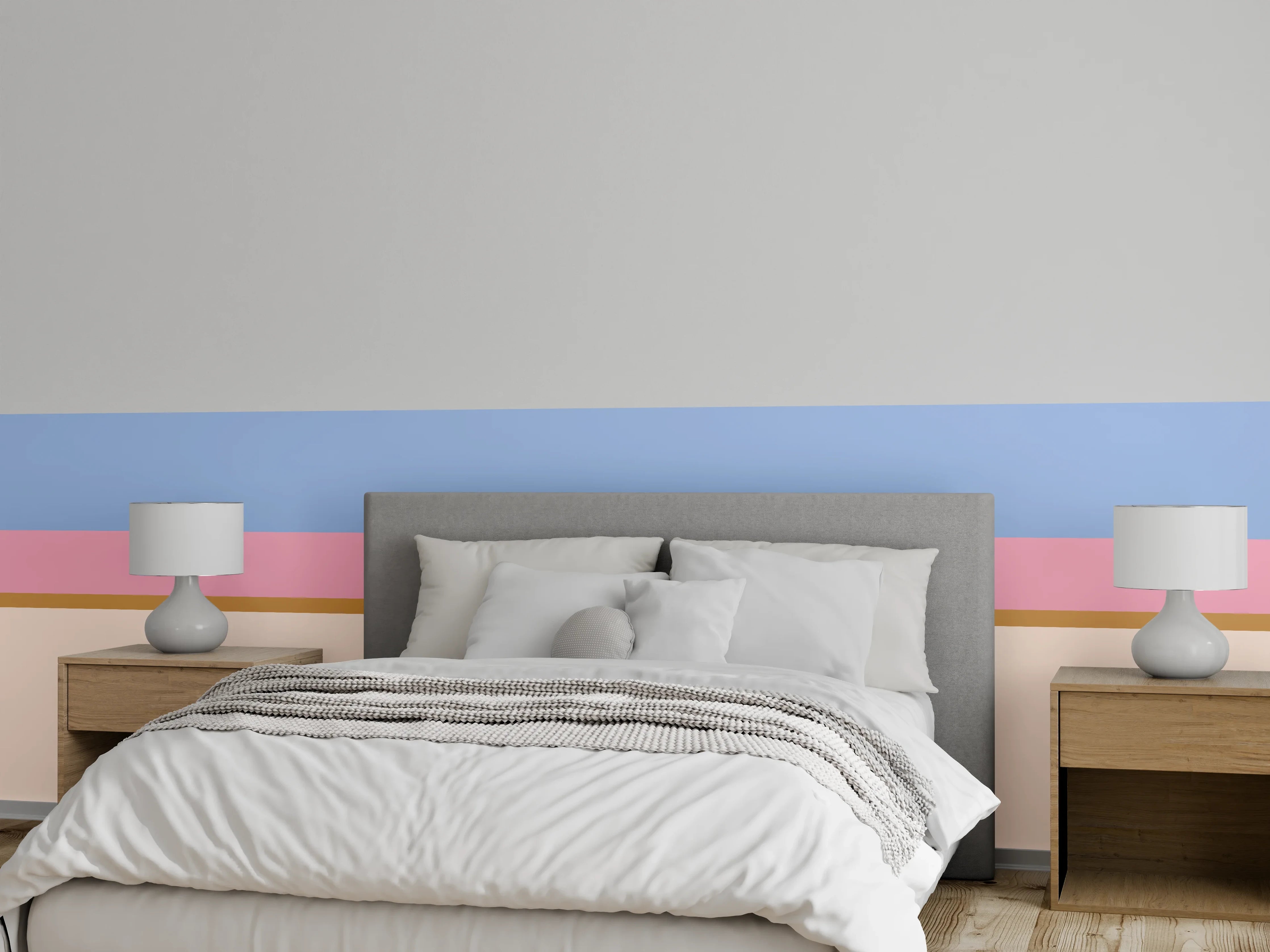 Wandverkleidung Schlafzimmer - Abstrakte Farbflächen in Pastell