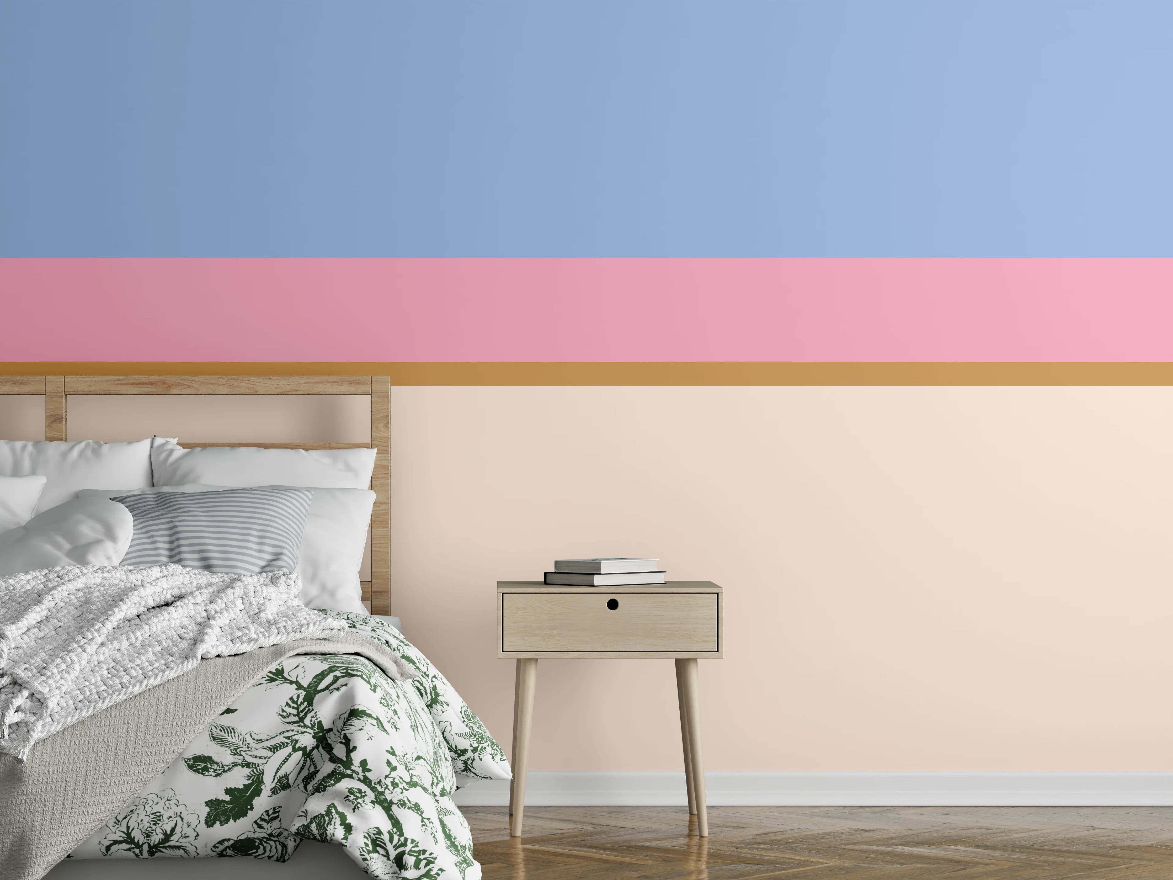 Wandverkleidung Schlafzimmer - Abstrakte Farbflächen in Pastell