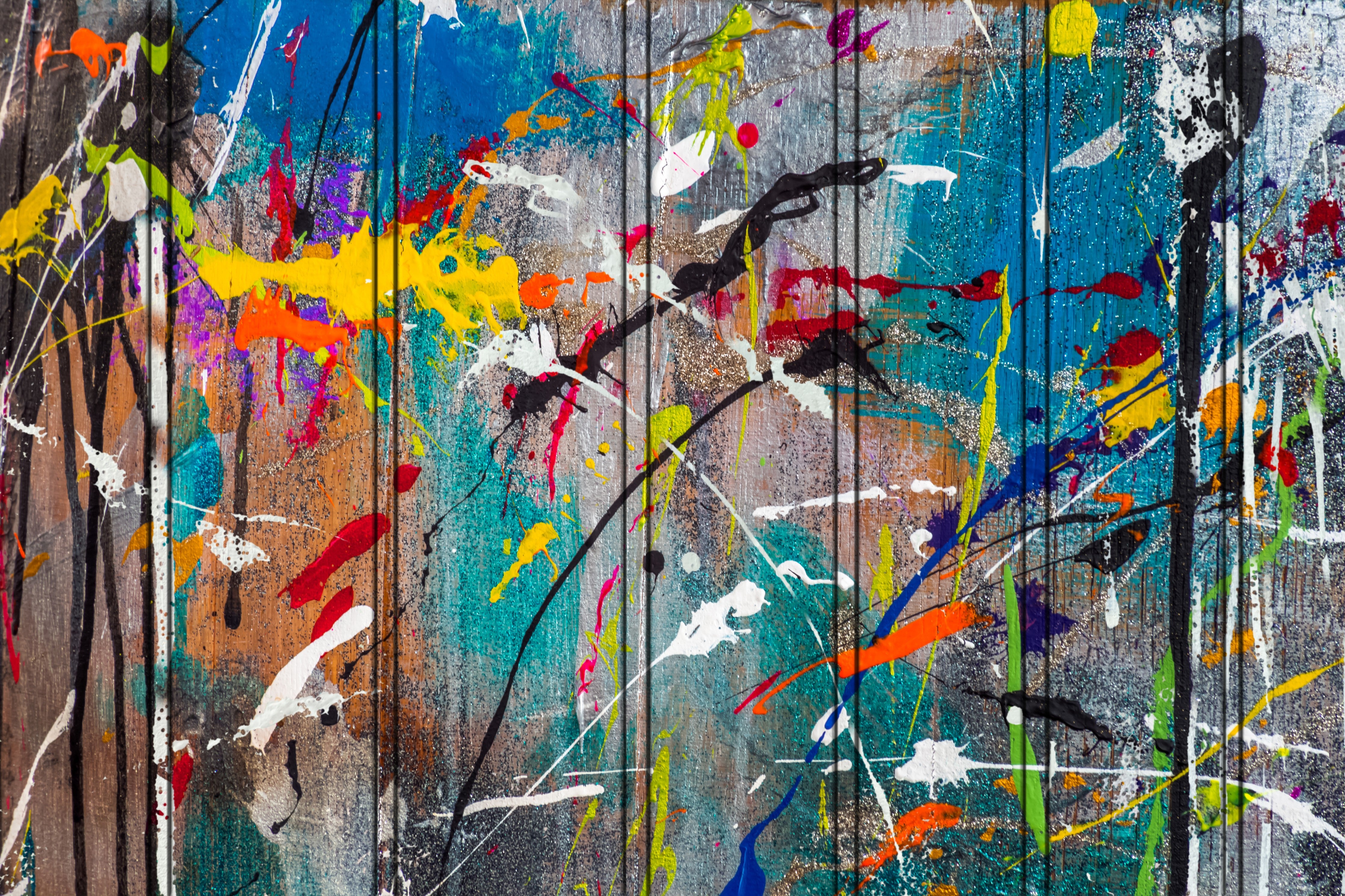 Wandverkleidung Schlafzimmer-Abstrakte Farbkraft: Modern Art Splash