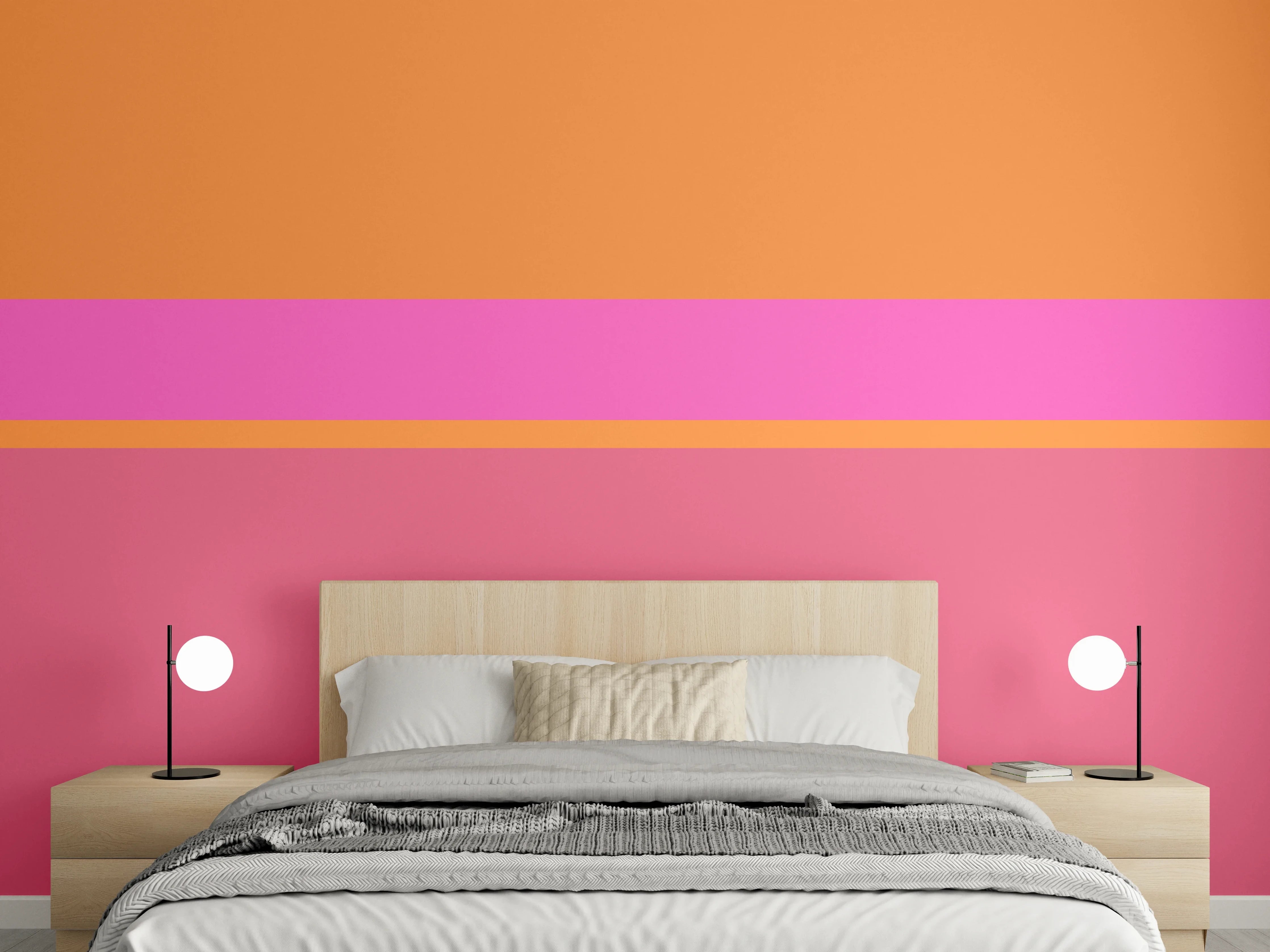 Wandverkleidung Schlafzimmer - Abstrakte Farbstreifen Orange Pink