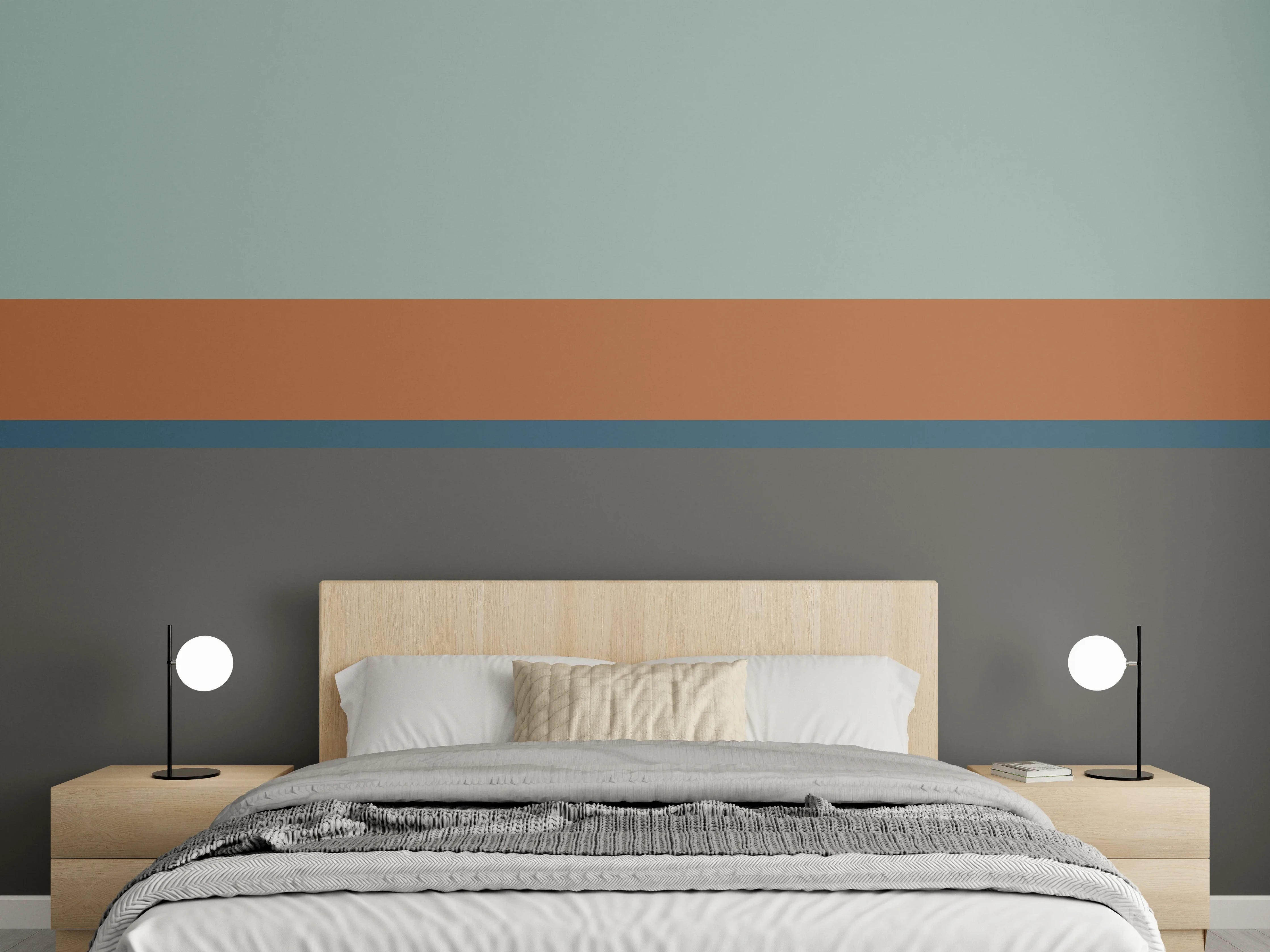 Wandverkleidung Schlafzimmer - Abstrakte Farbstreifen Wandbild modern