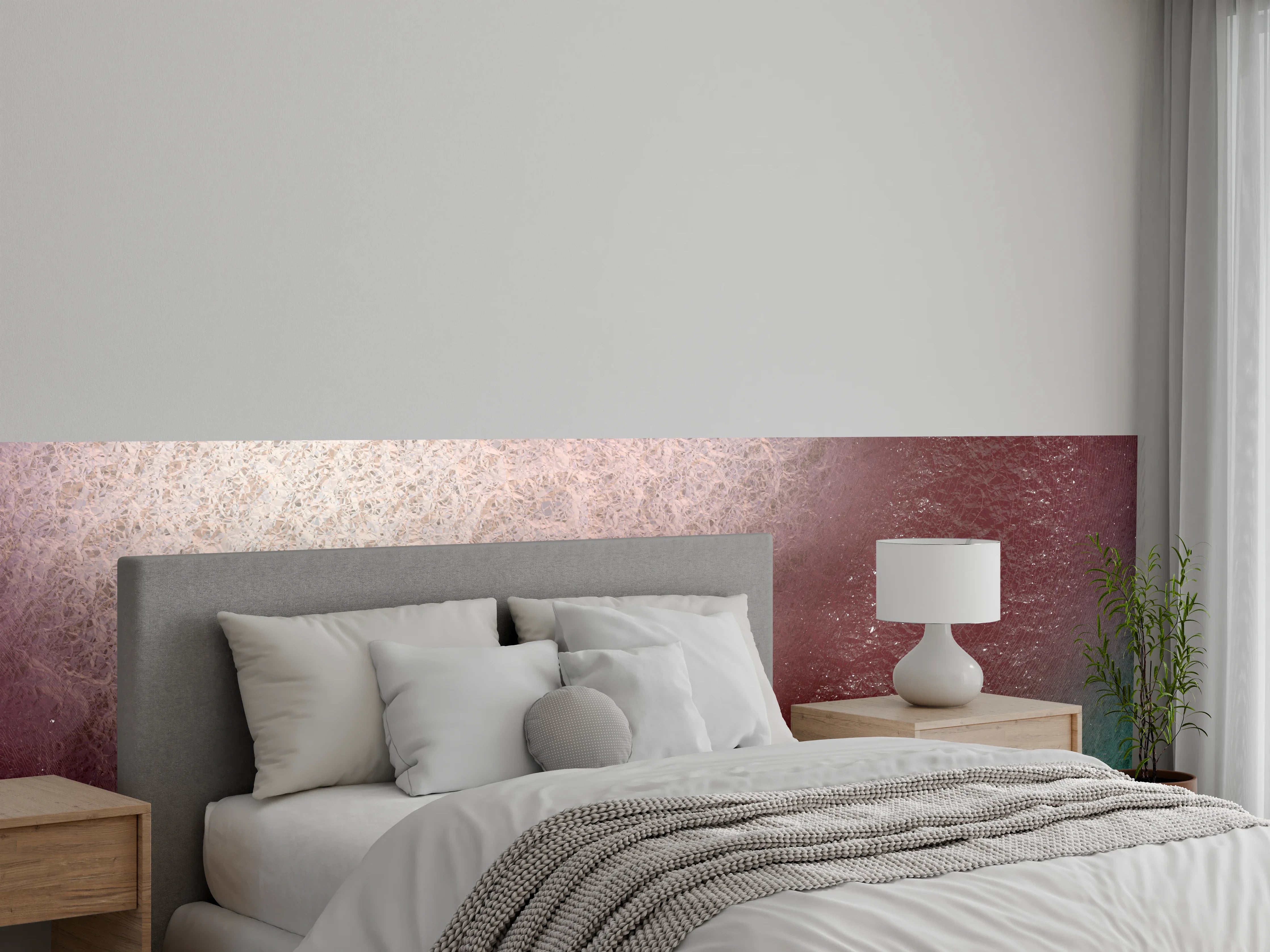 Wandverkleidung Schlafzimmer - Abstrakte Farbverläufe mit Eisstruktur