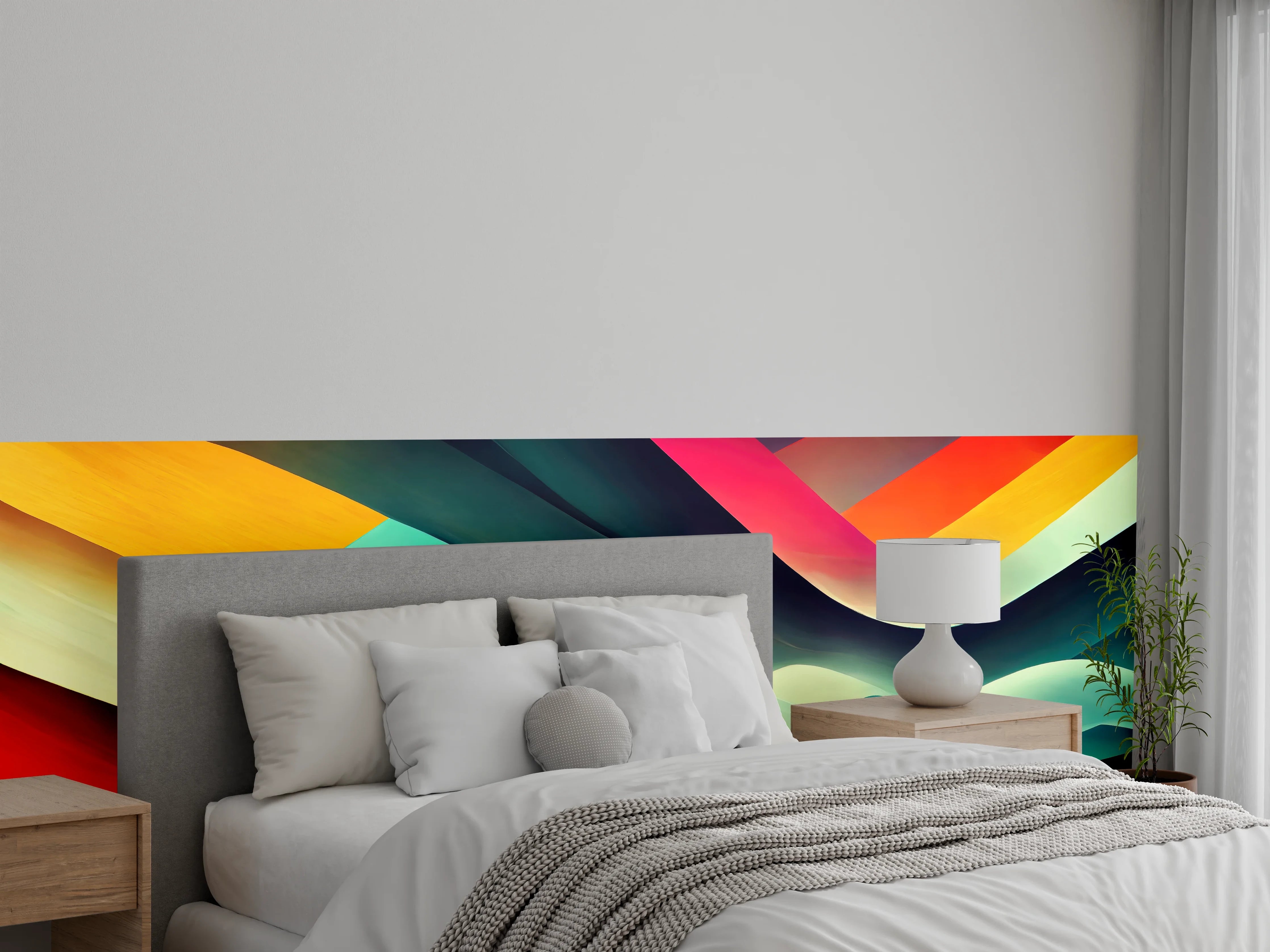 Wandverkleidung Schlafzimmer - Abstrakte Farbwelten Wandbild