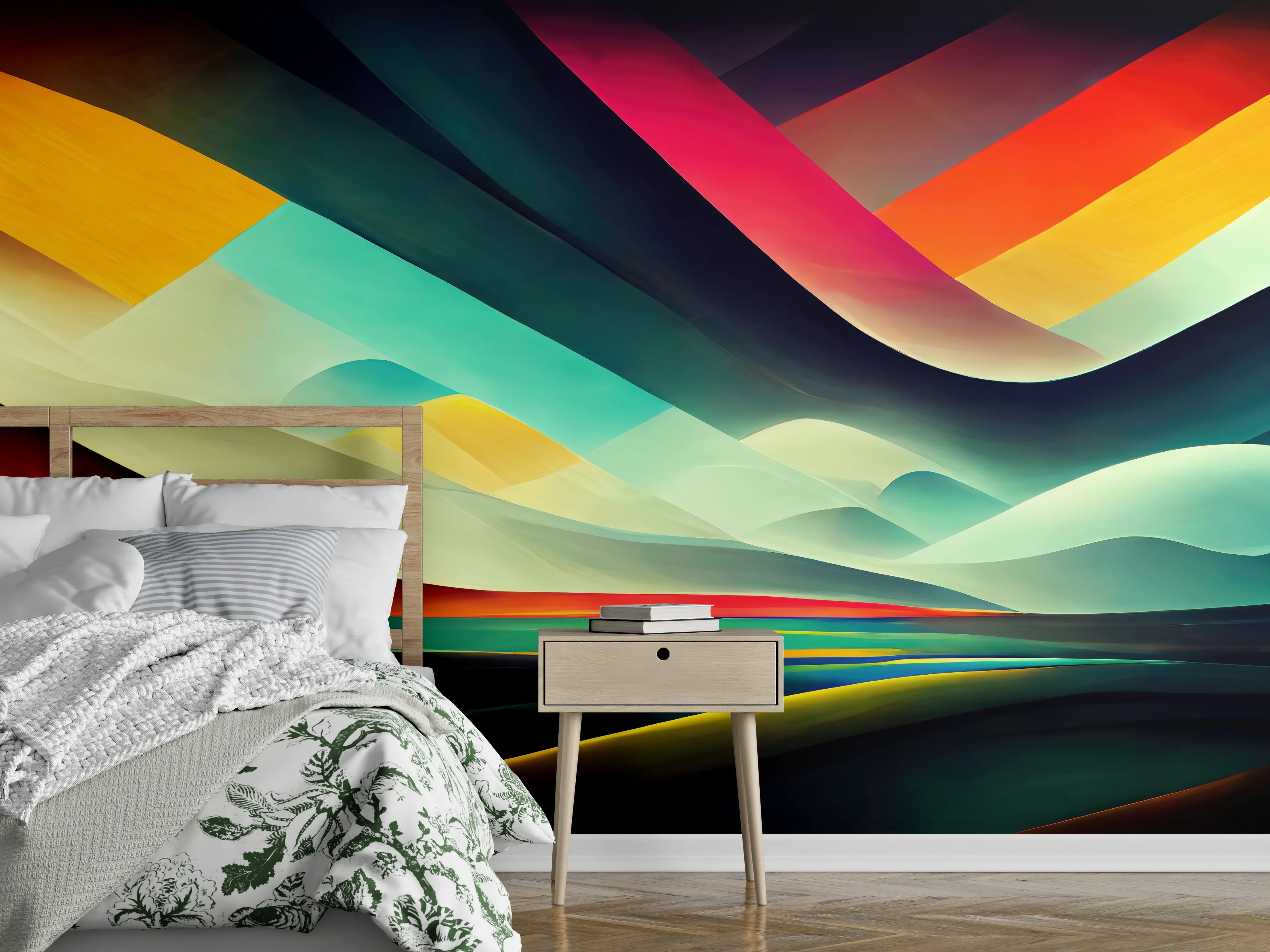 Wandverkleidung Schlafzimmer - Abstrakte Farbwelten Wandbild