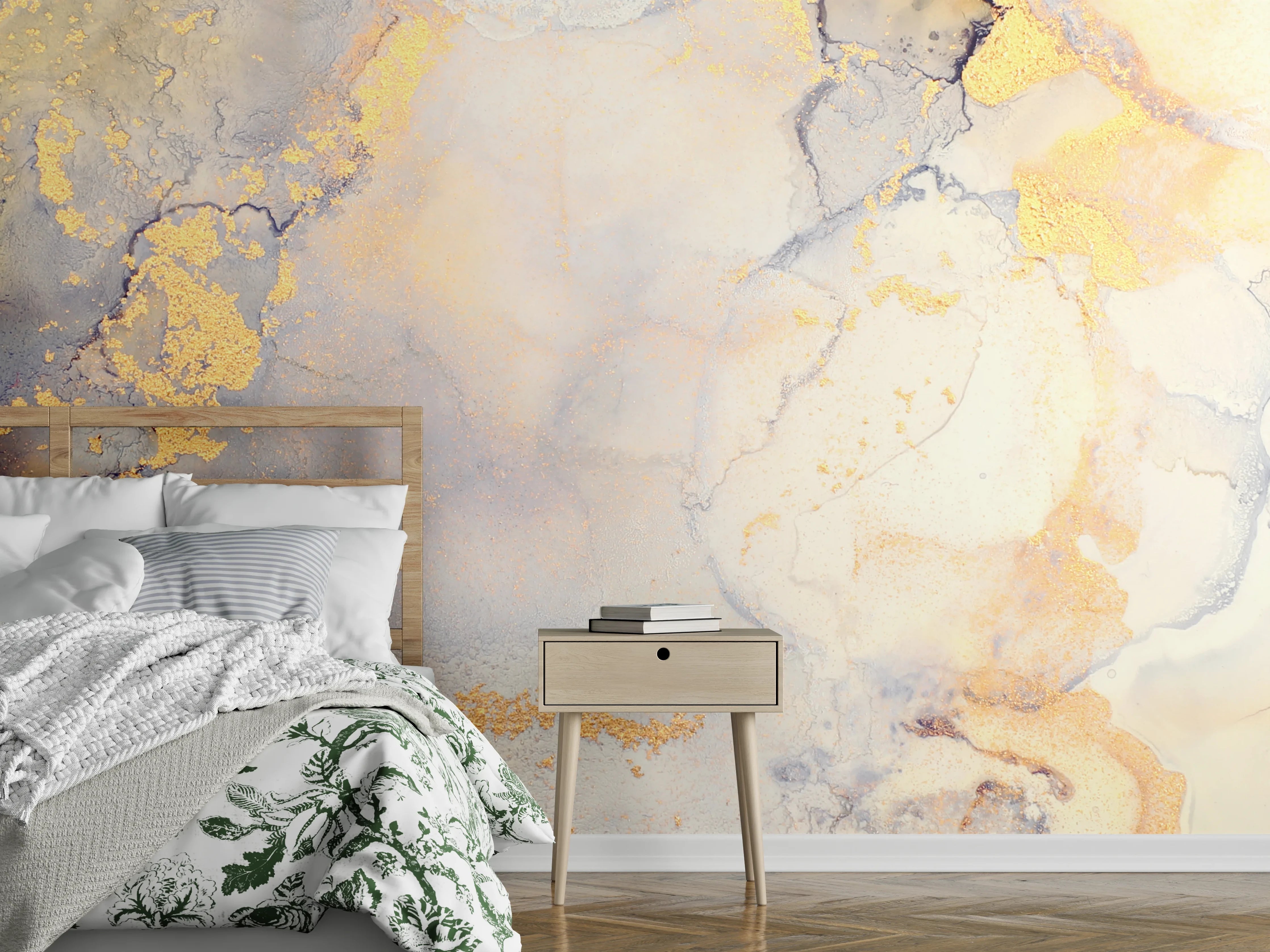 Wandverkleidung Schlafzimmer - Abstrakte Flüssigkunstmalerei mit Alkoholtinte