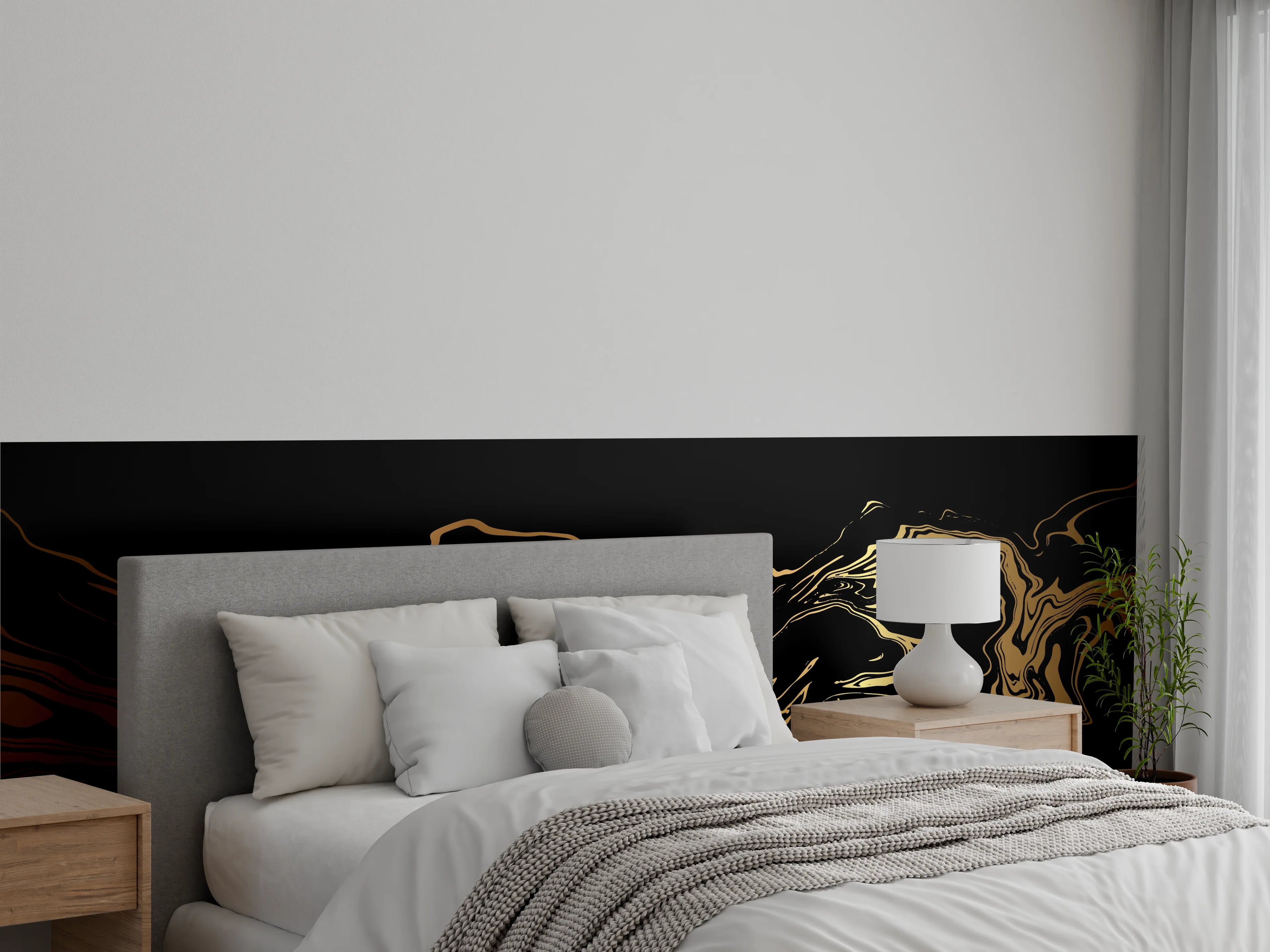 Wandverkleidung Schlafzimmer - Abstrakte Gold-Schwarz-Textur