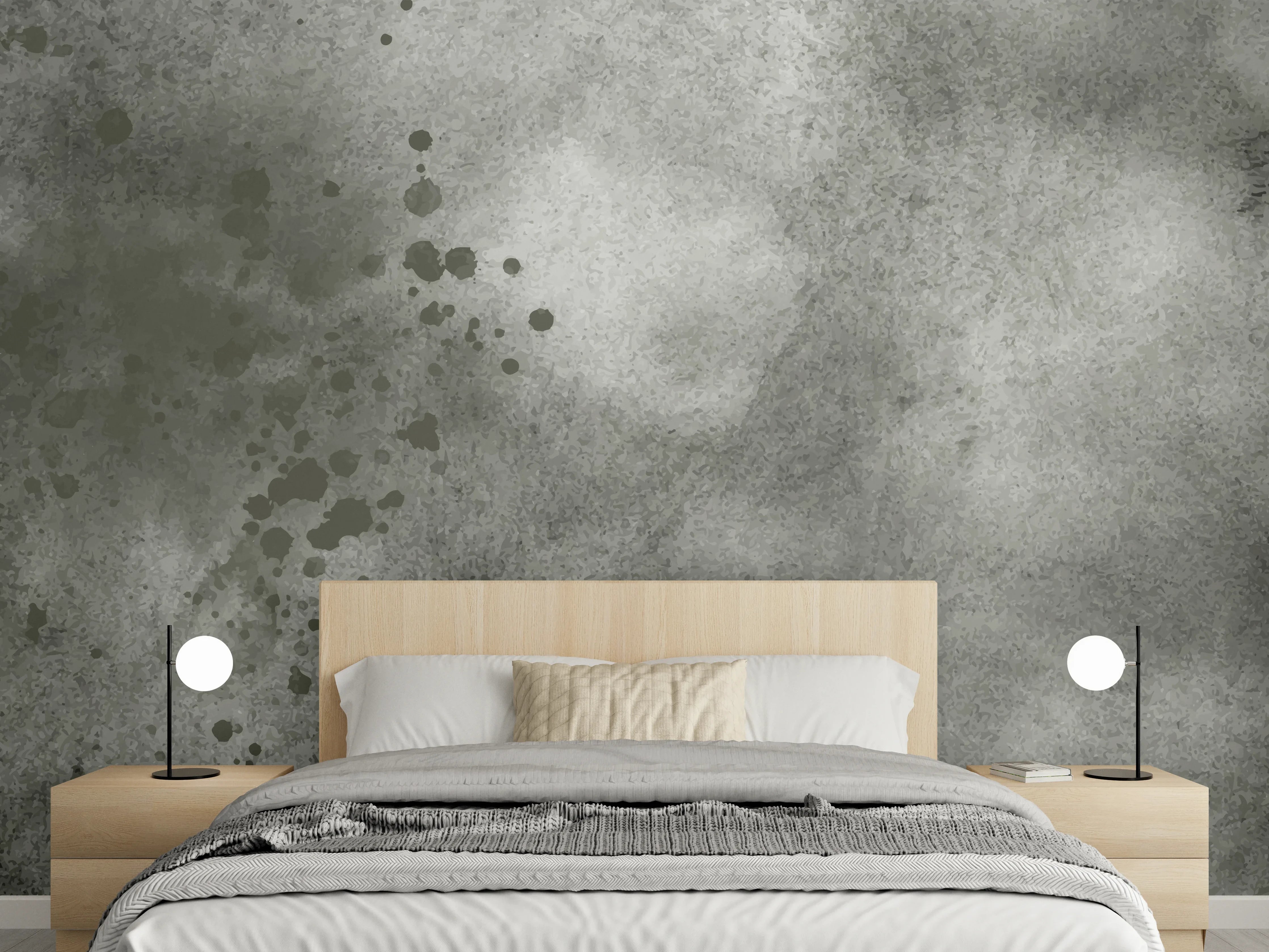 Wandverkleidung Schlafzimmer - Abstrakte Grau-Schwarz Aquarelltextur
